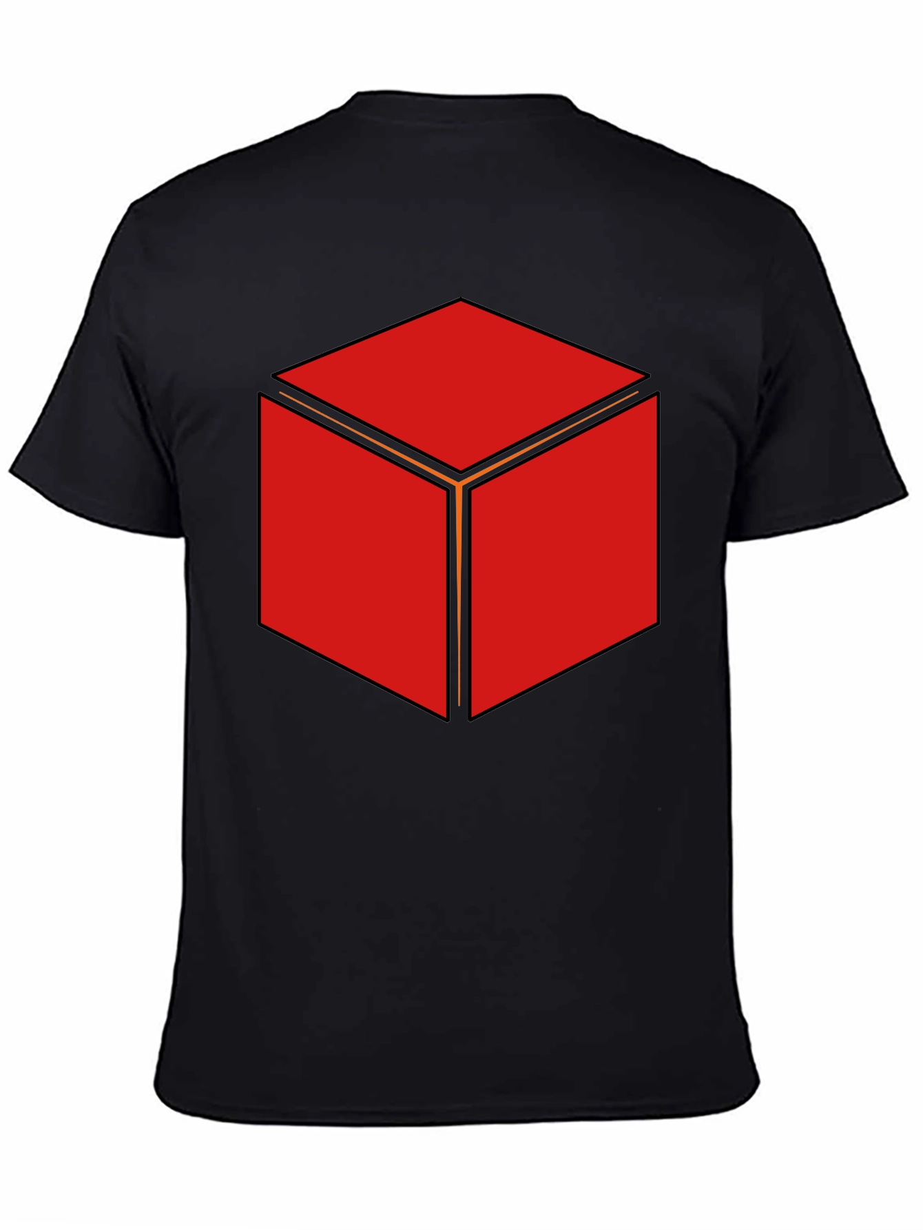 Geometric Cube Graphic Print Black T-Shirt
