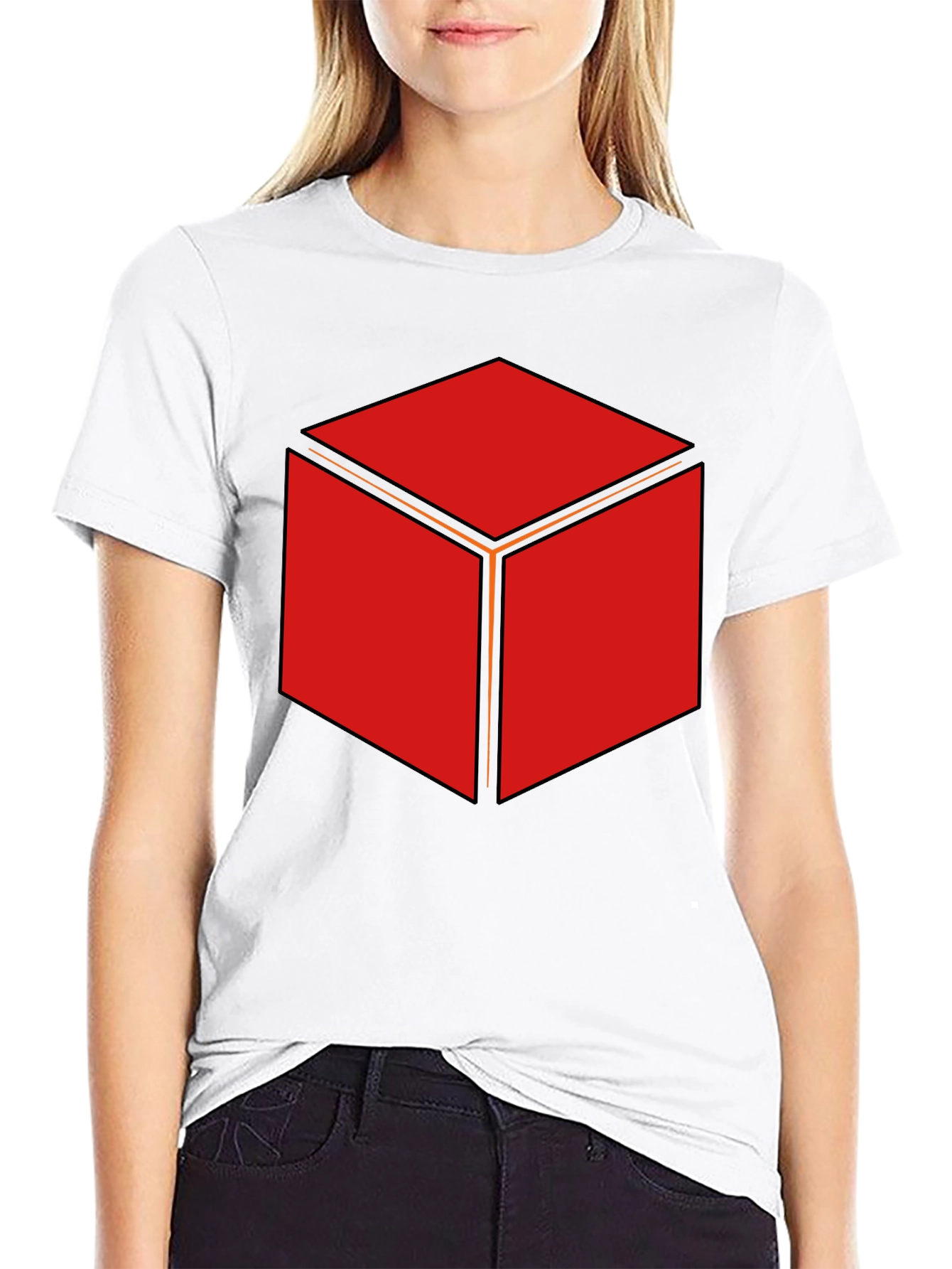 Geometric Cube Graphic Print Black T-Shirt