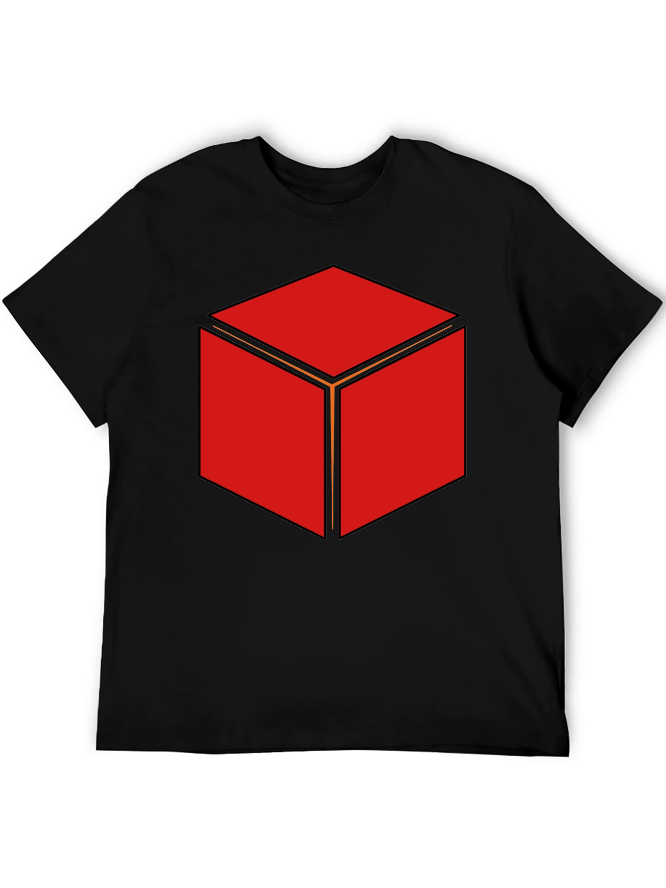Geometric Cube Graphic Print Black T-Shirt