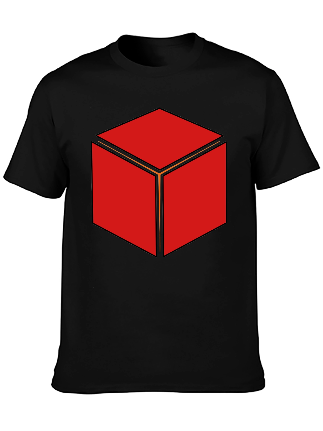 Geometric Cube Graphic Print Black T-Shirt
