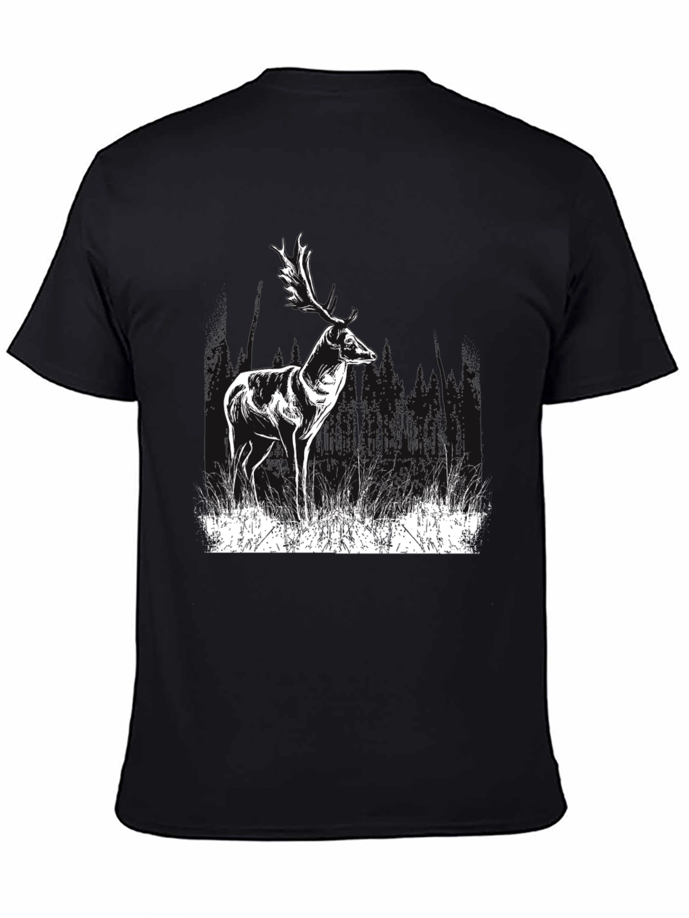 Deer Graphic Print Black T-Shirt