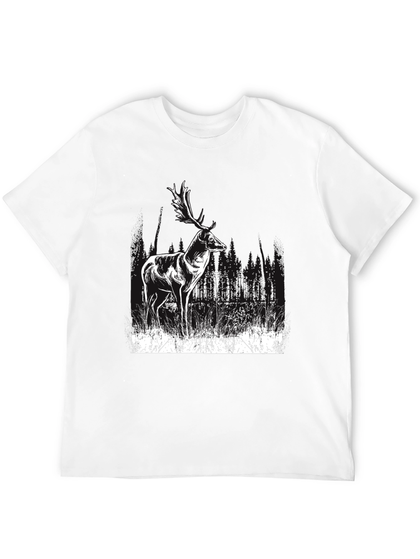 Deer Graphic Print Black T-Shirt