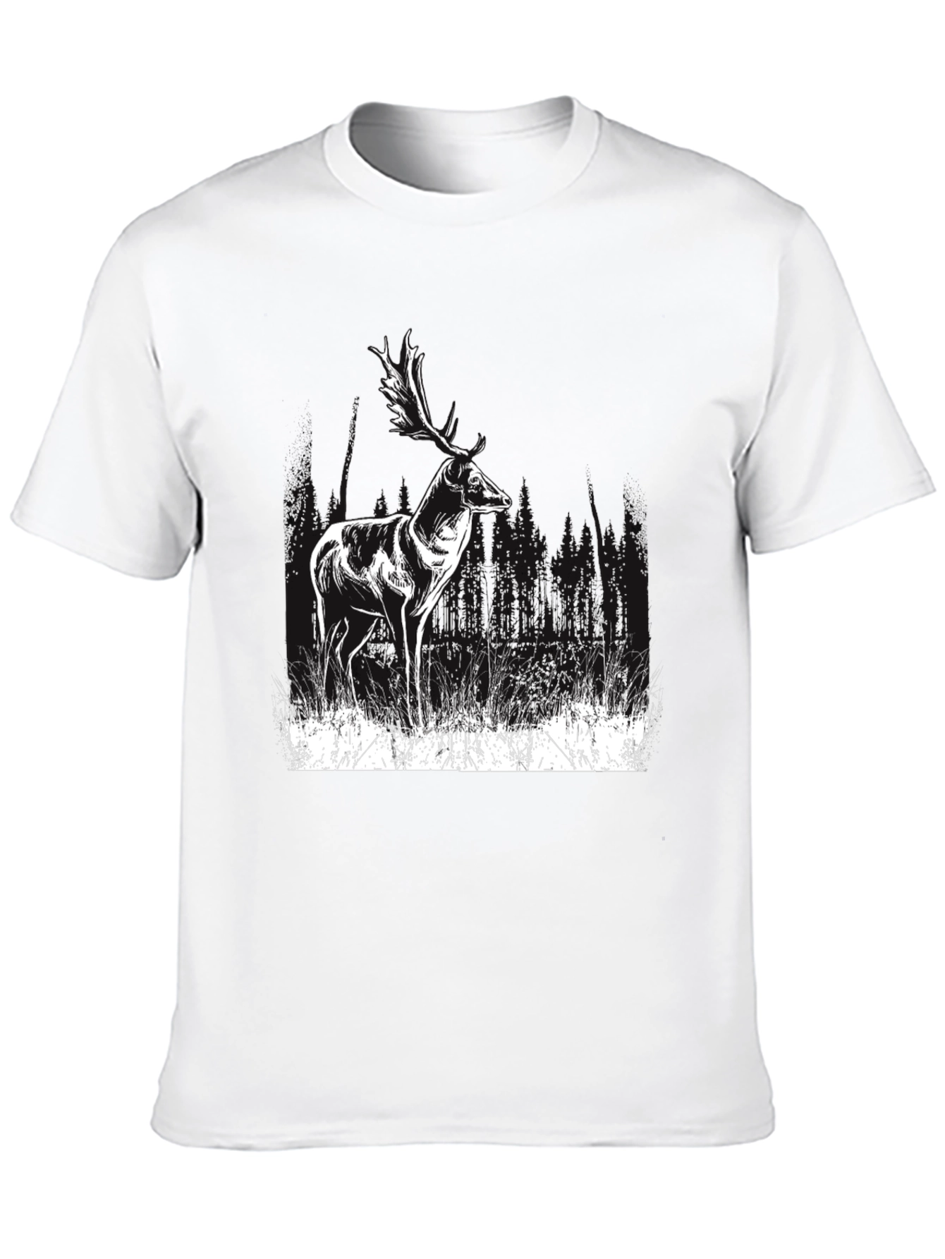 Deer Graphic Print Black T-Shirt