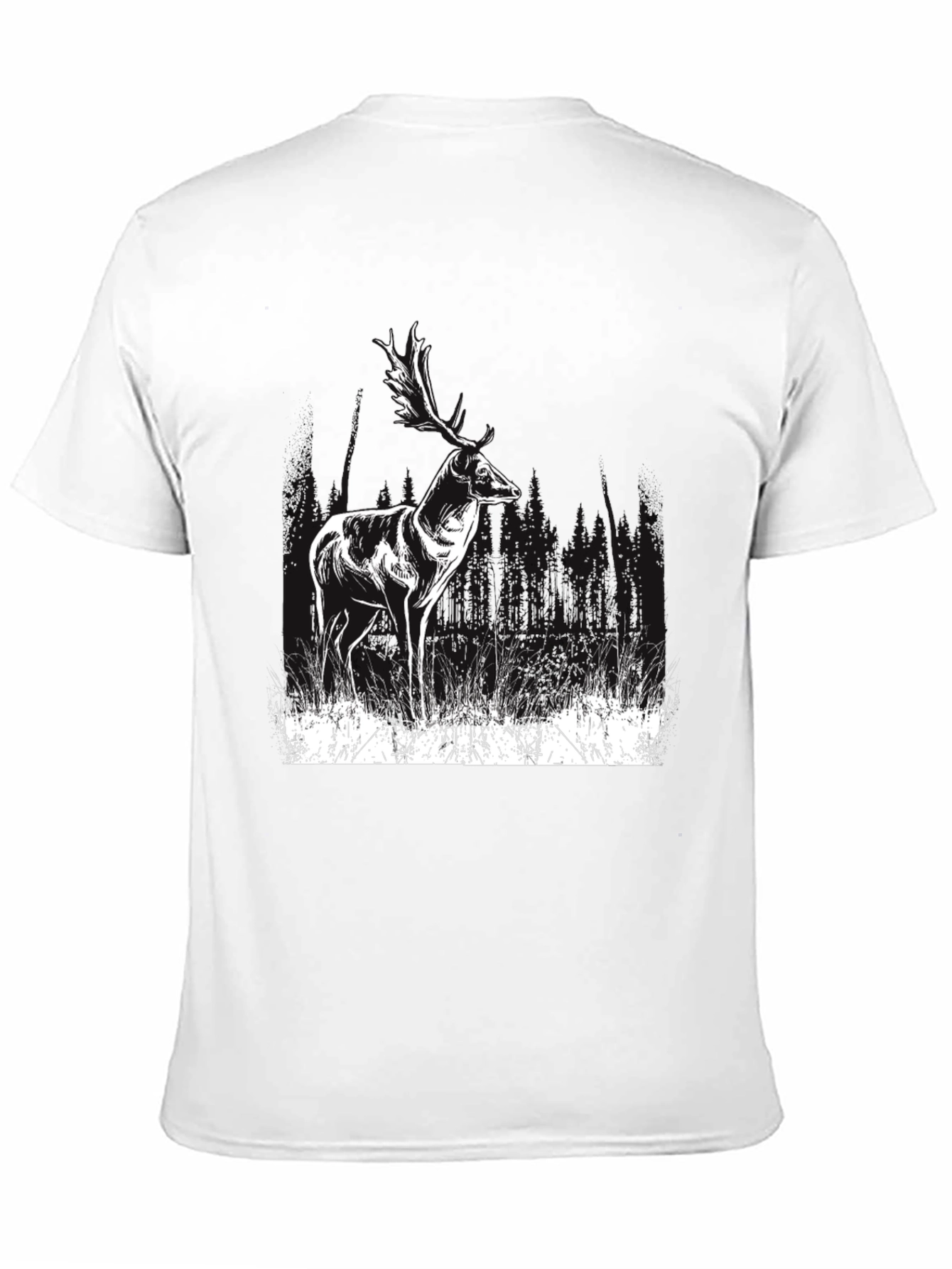 Deer Graphic Print Black T-Shirt