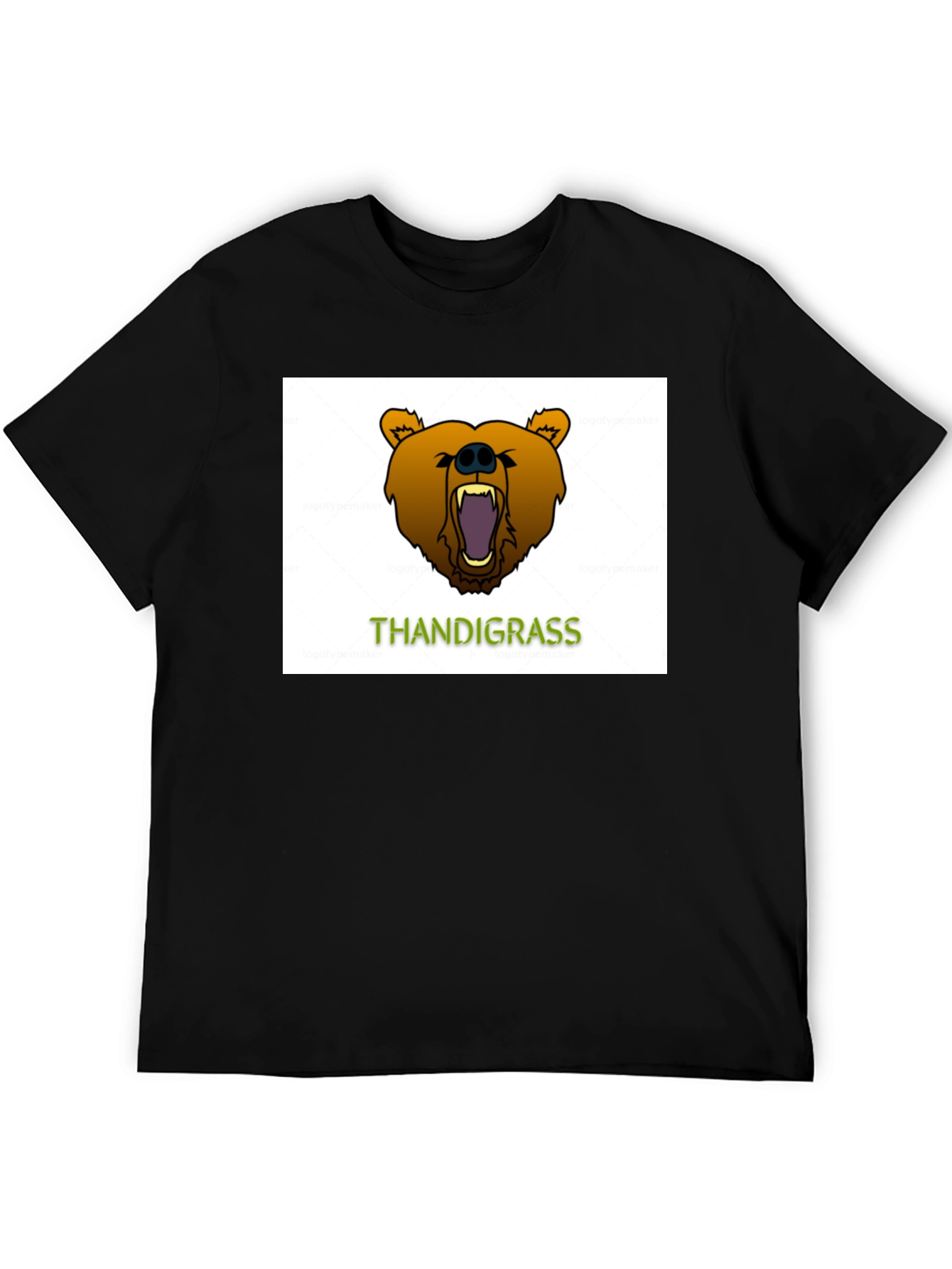 Thandigrass Bear Graphic Black T-Shirt