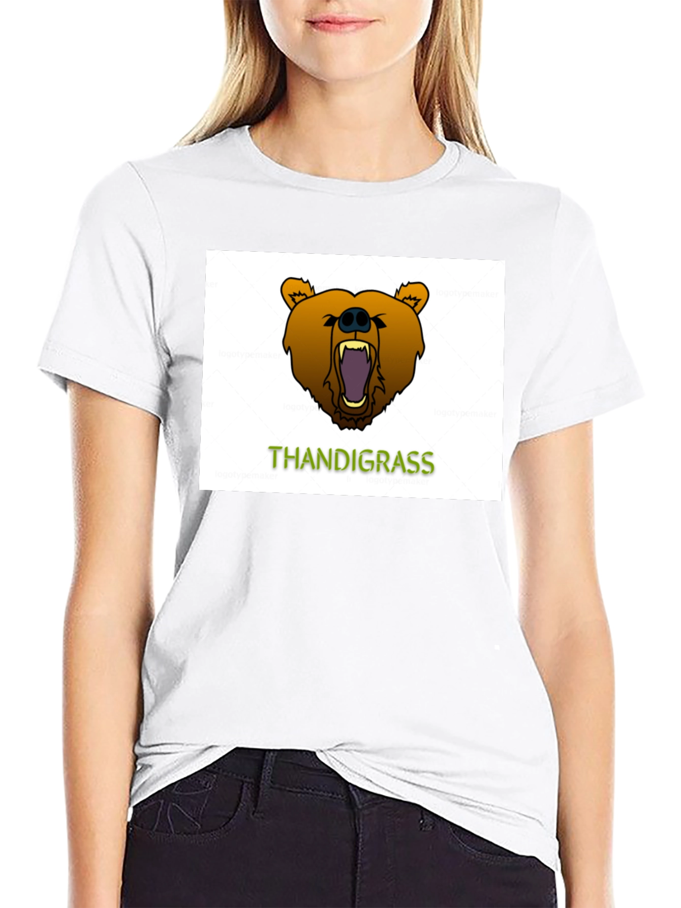 Thandigrass Bear Graphic Black T-Shirt