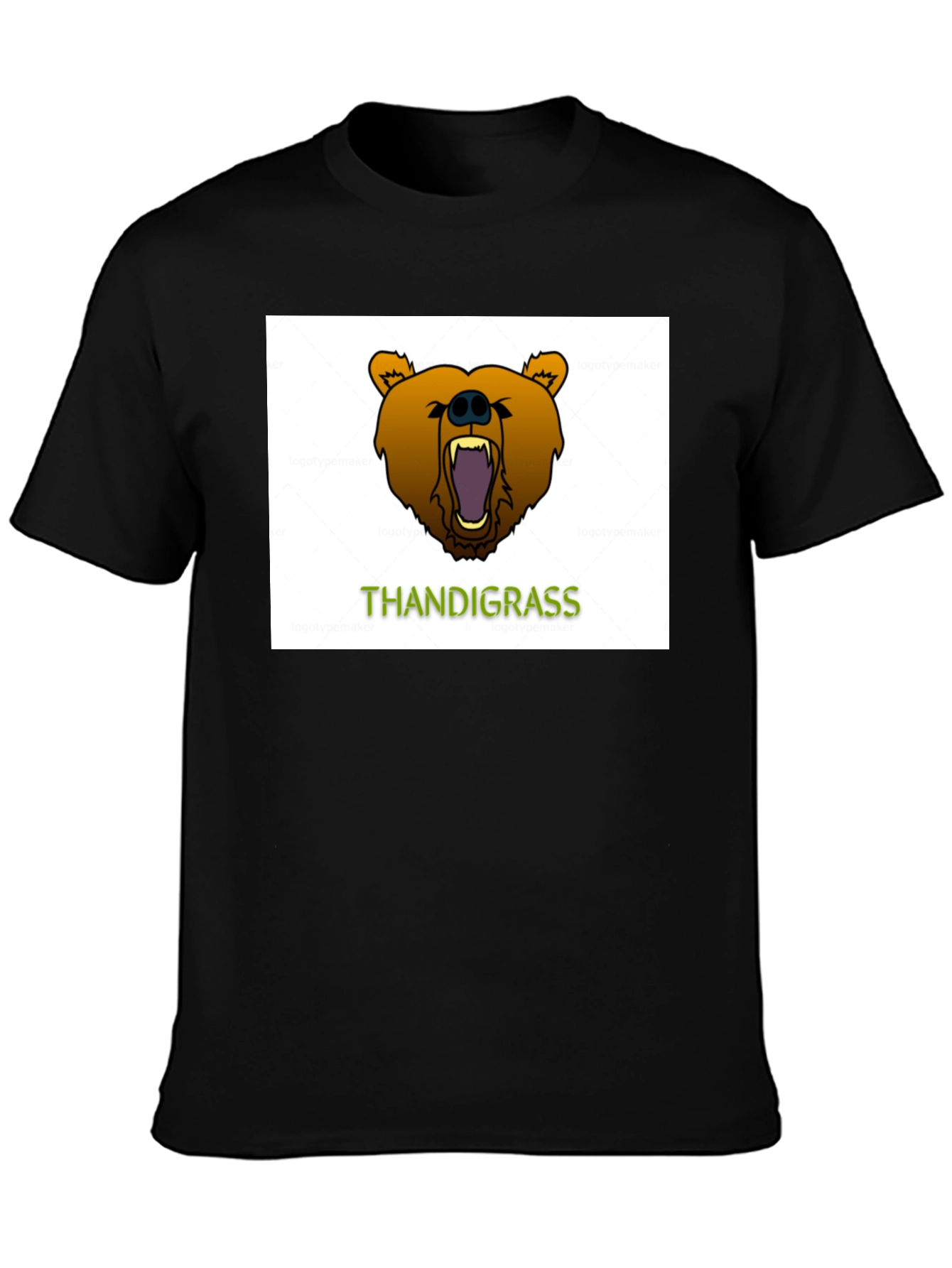 Thandigrass Bear Graphic Black T-Shirt
