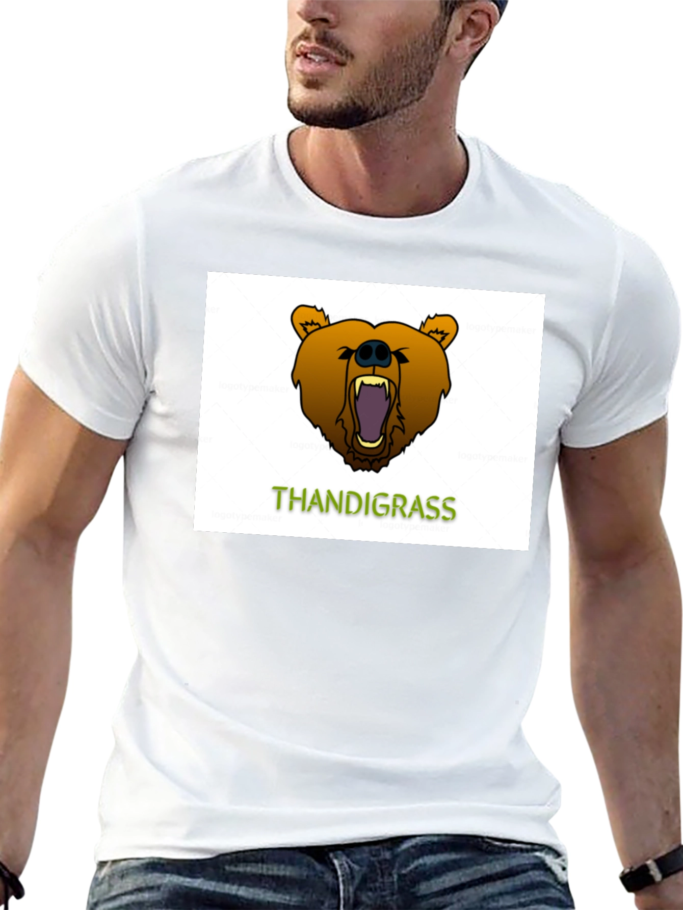 Thandigrass Bear Graphic Black T-Shirt