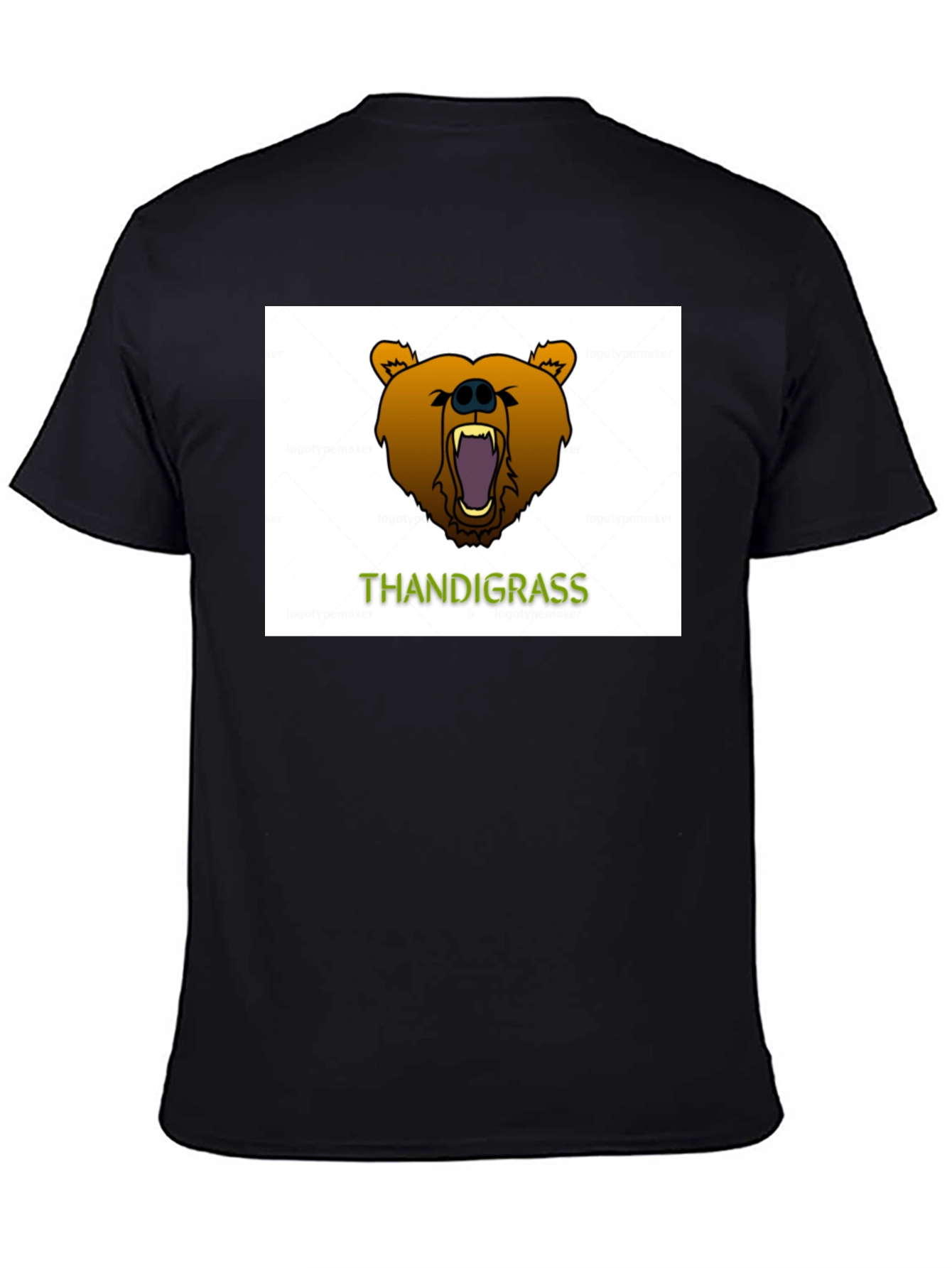 Thandigrass Bear Graphic Black T-Shirt