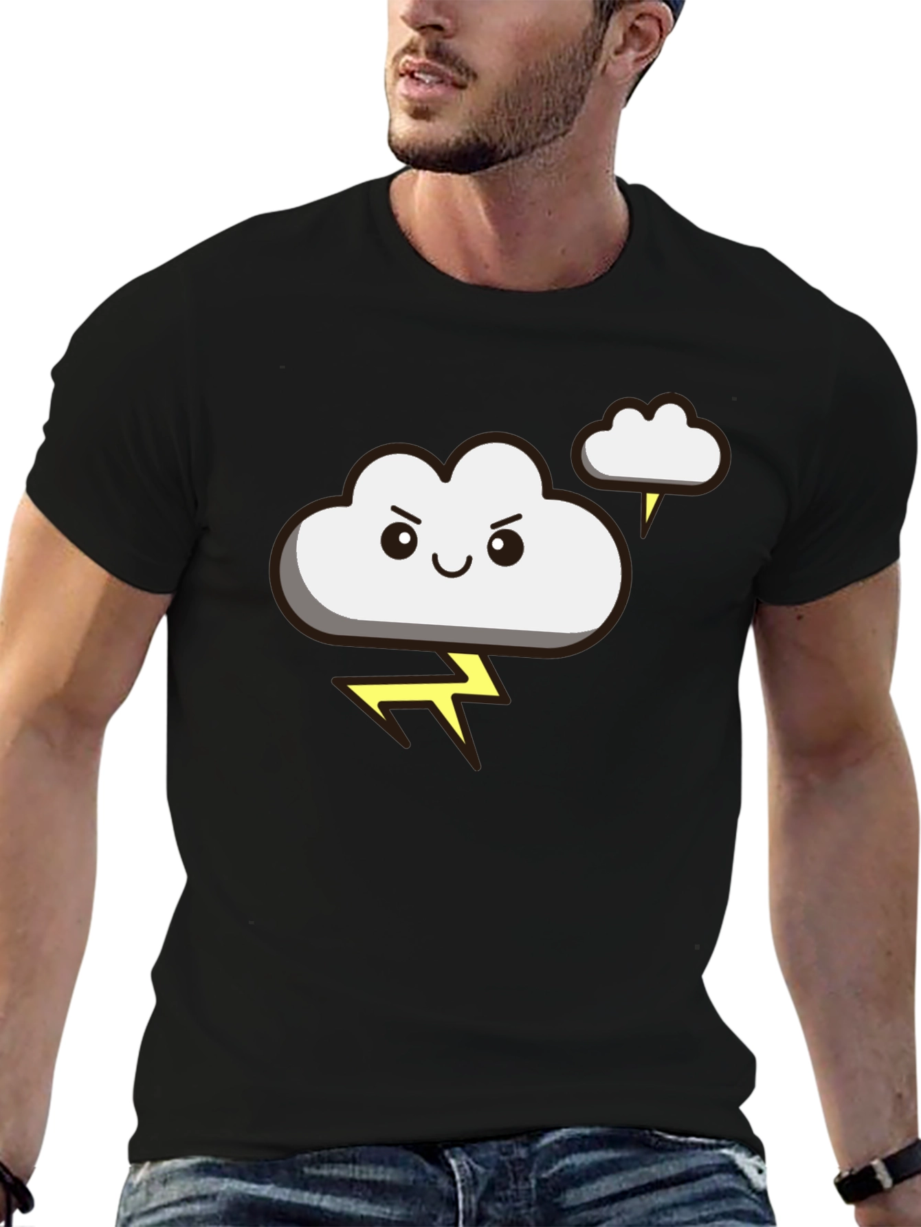 Storm Cloud Graphic T-Shirt - Black Cotton Tee