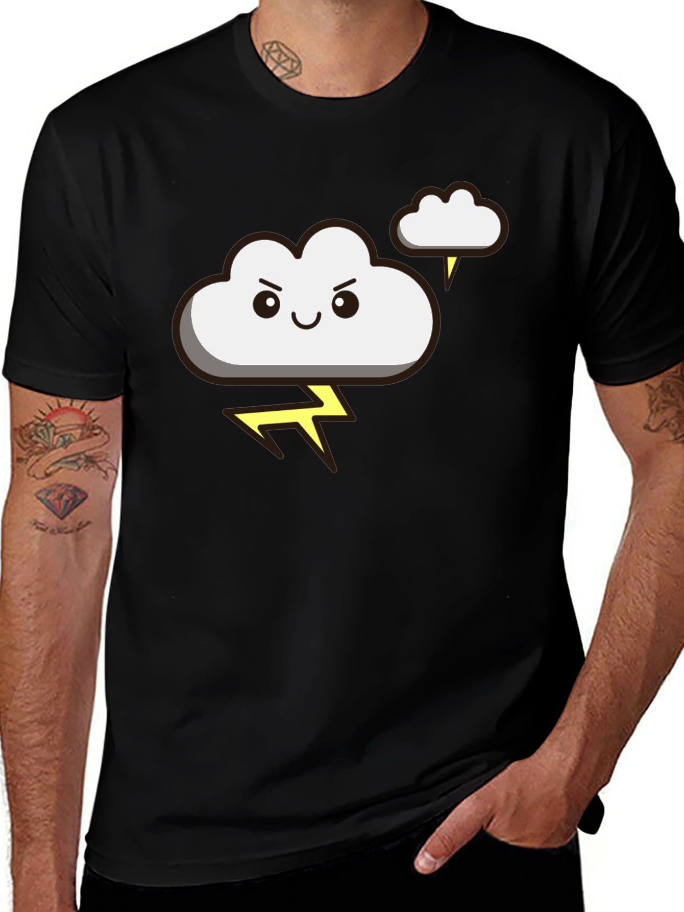 Storm Cloud Graphic T-Shirt - Black Cotton Tee