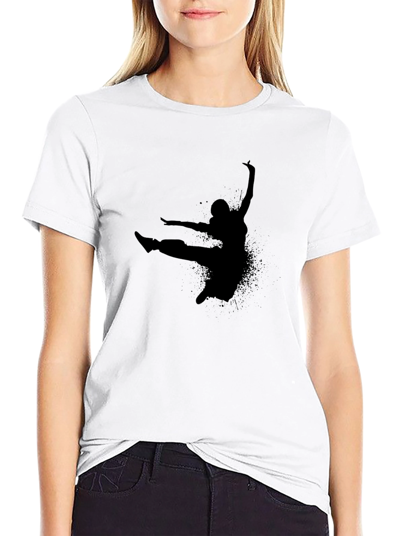Black T-Shirt with Dancer Silhouette Graphic