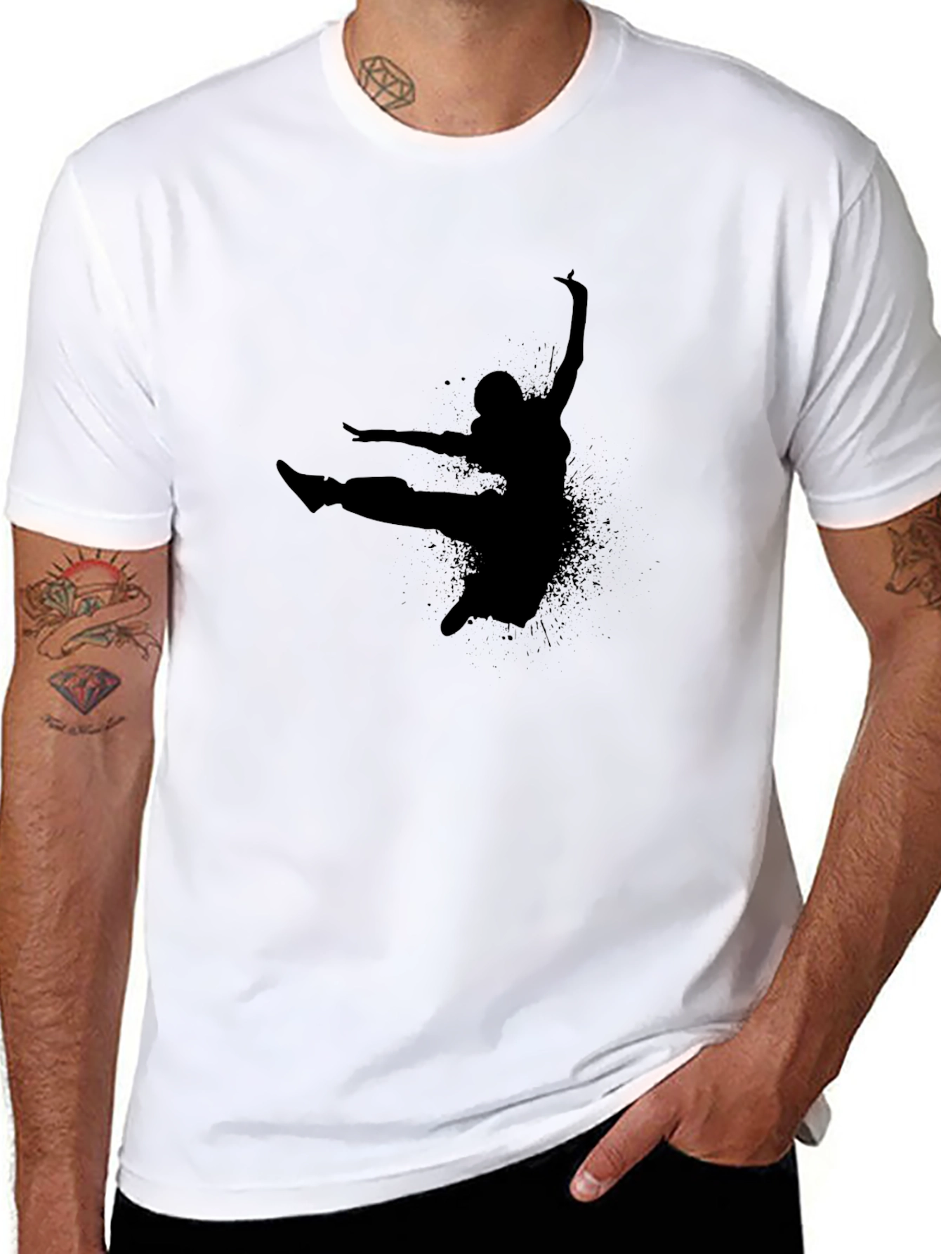 Black T-Shirt with Dancer Silhouette Graphic