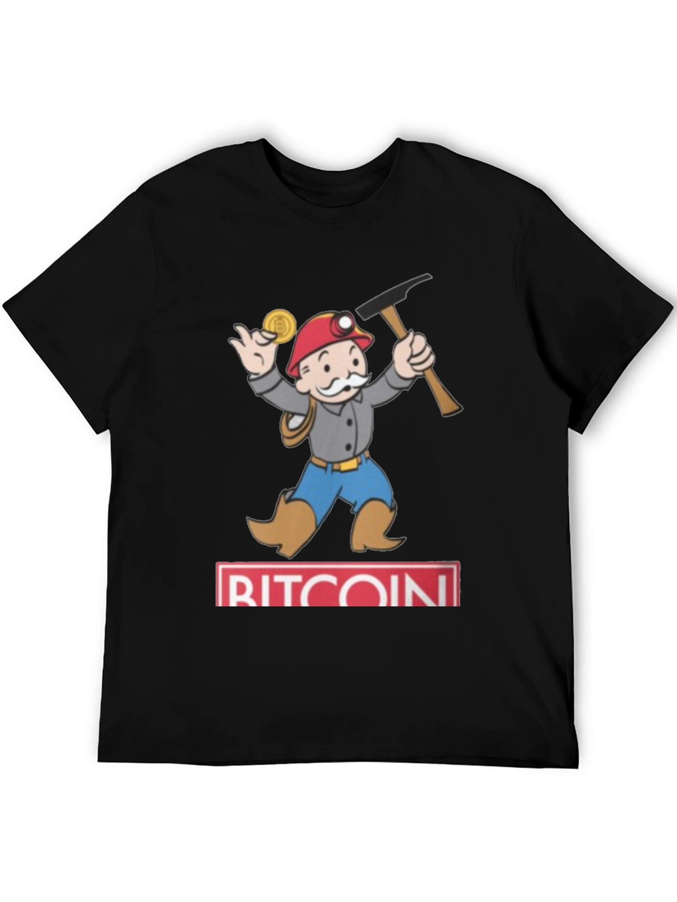 Bitcoin Miner Cartoon T-Shirt - Black Cotton Blend