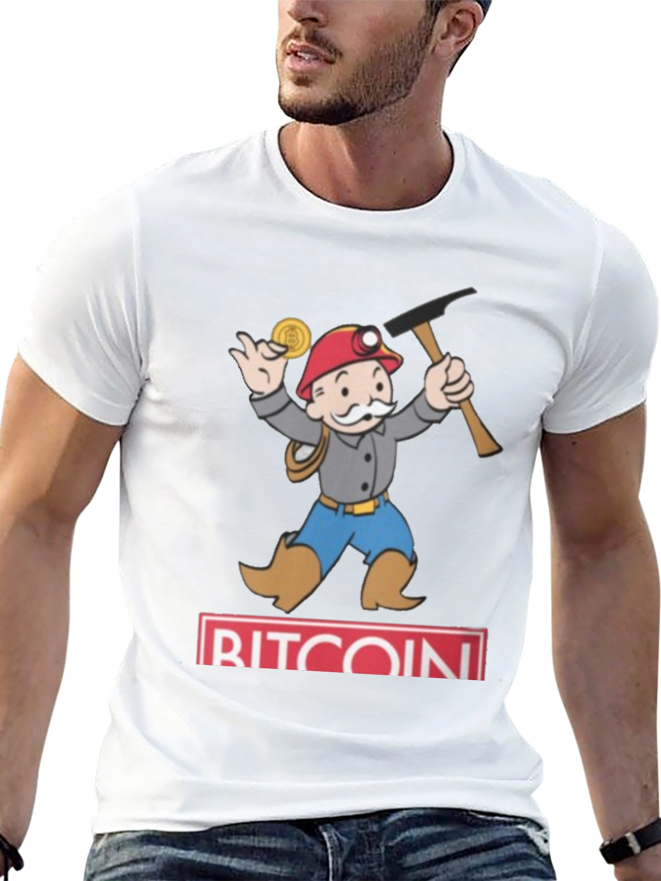 Bitcoin Miner Cartoon T-Shirt - Black Cotton Blend