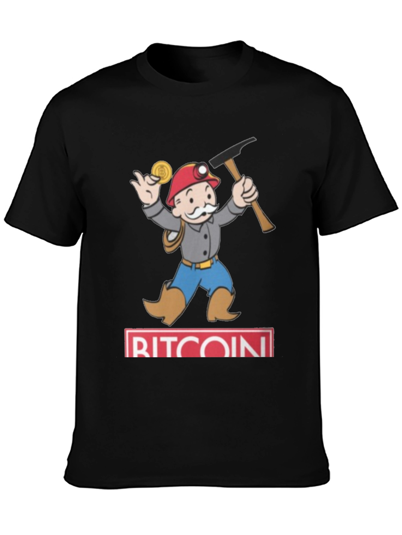 Bitcoin Miner Cartoon T-Shirt - Black Cotton Blend