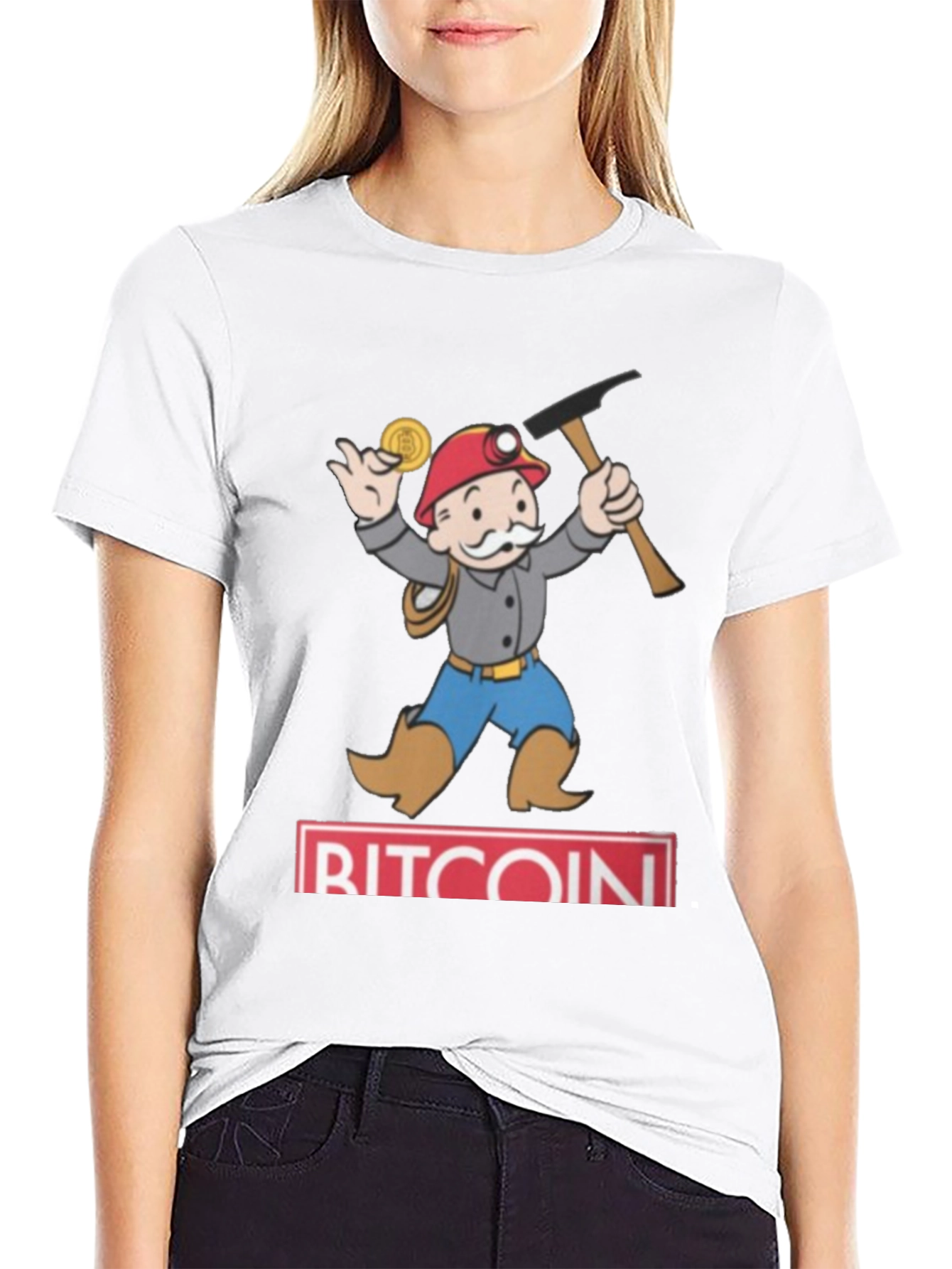 Bitcoin Miner Cartoon T-Shirt - Black Cotton Blend