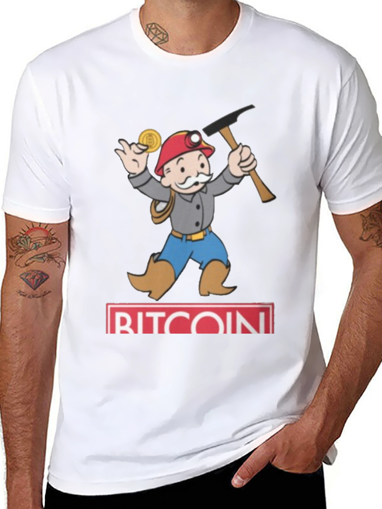 Bitcoin Miner Cartoon T-Shirt - Black Cotton Blend