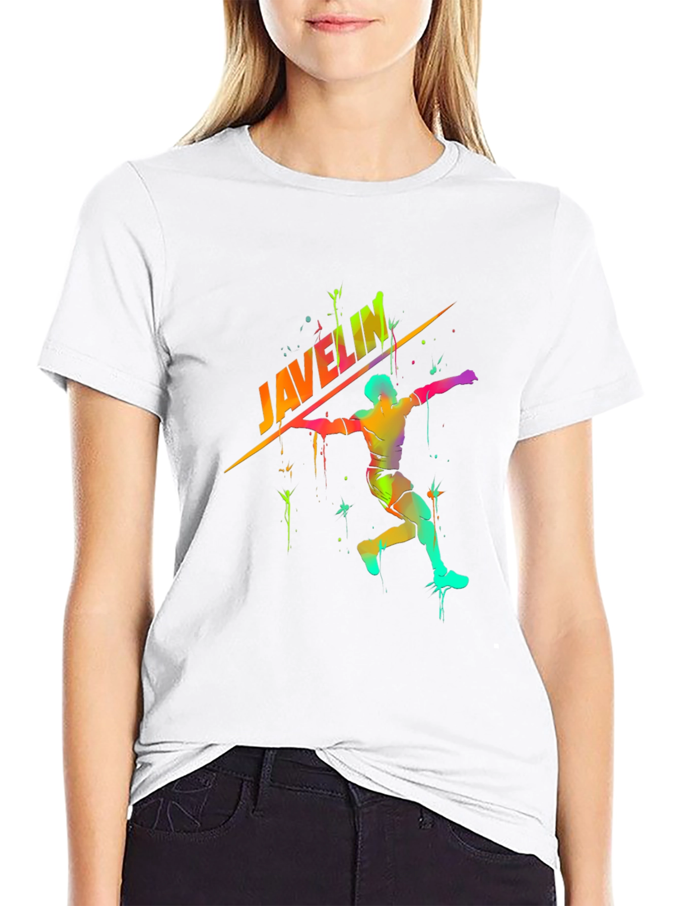 Javelin Thrower Graphic Tee - Sporty Black T-Shirt