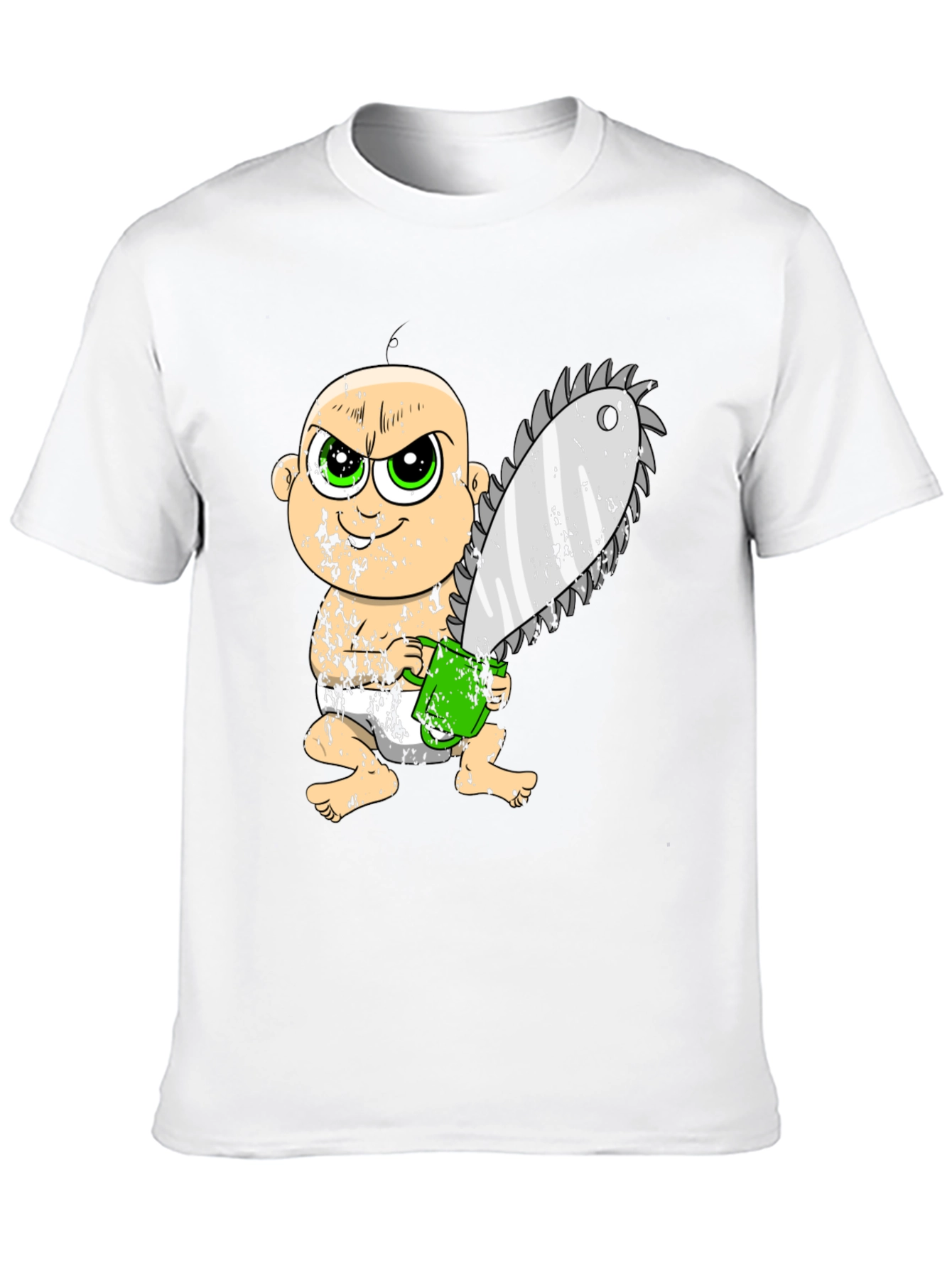 Baby with Chainsaw Graphic T-Shirt