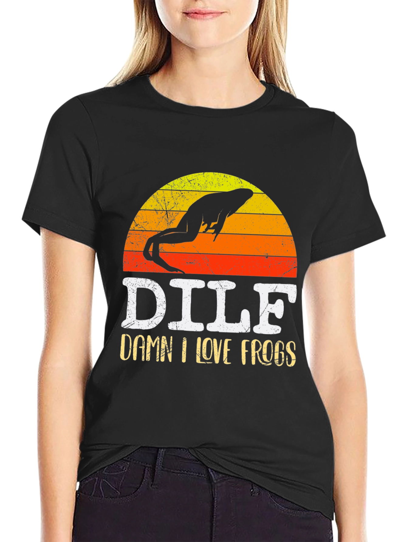 DILF Damn I Love Frogs Graphic Tee Shirt