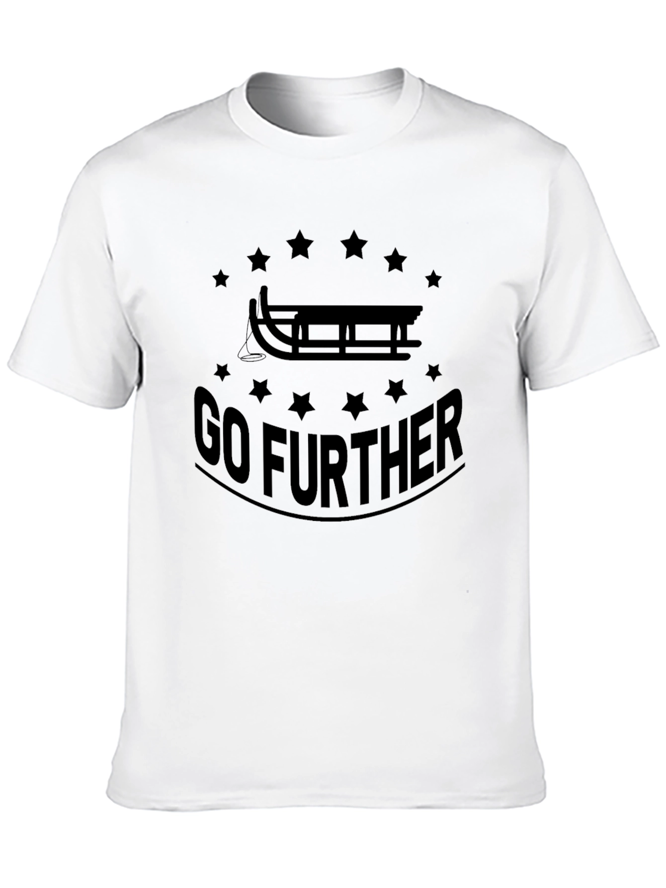Go Further Sled Graphic Tee - Black Cotton T-Shirt
