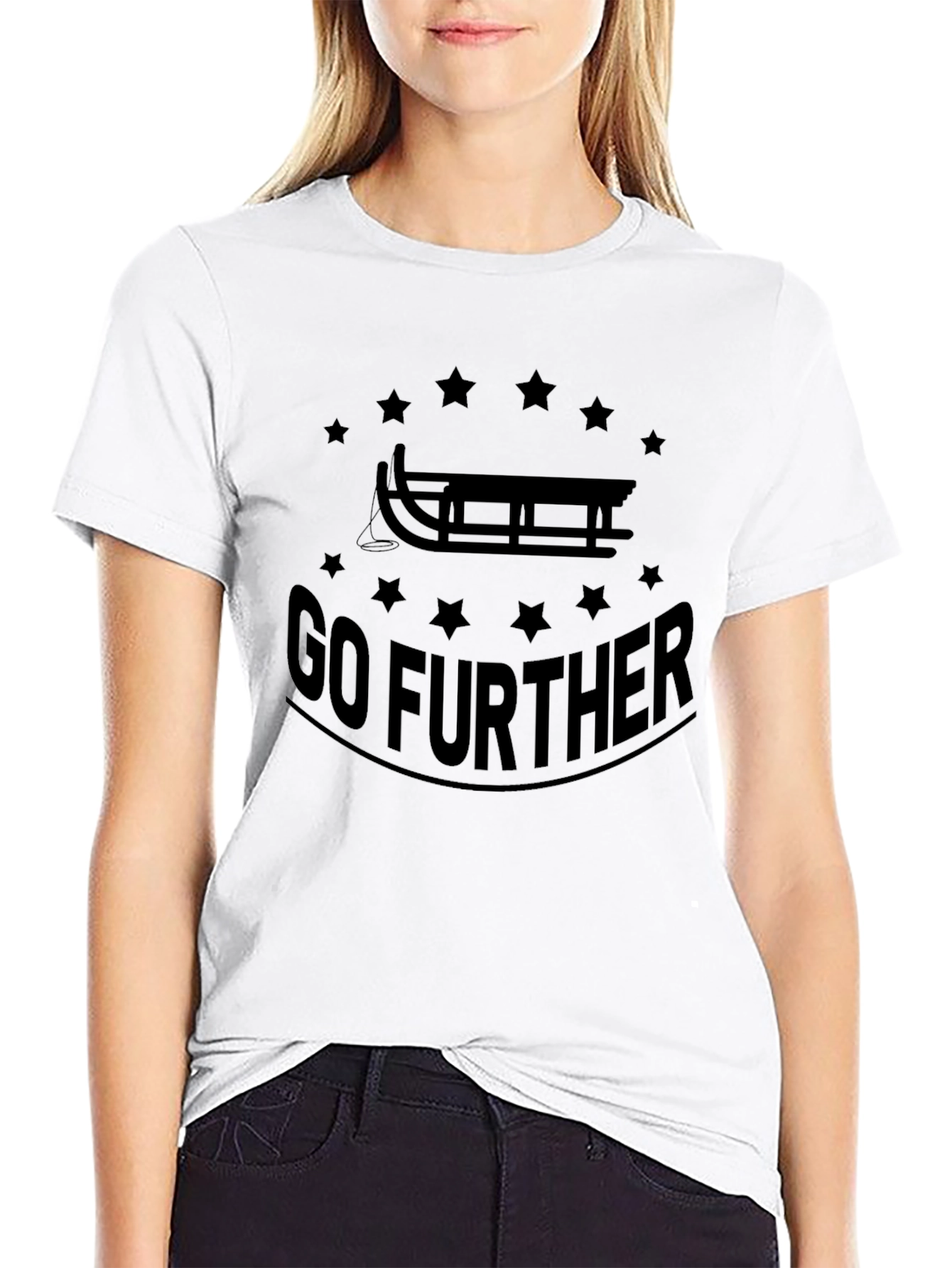 Go Further Sled Graphic Tee - Black Cotton T-Shirt