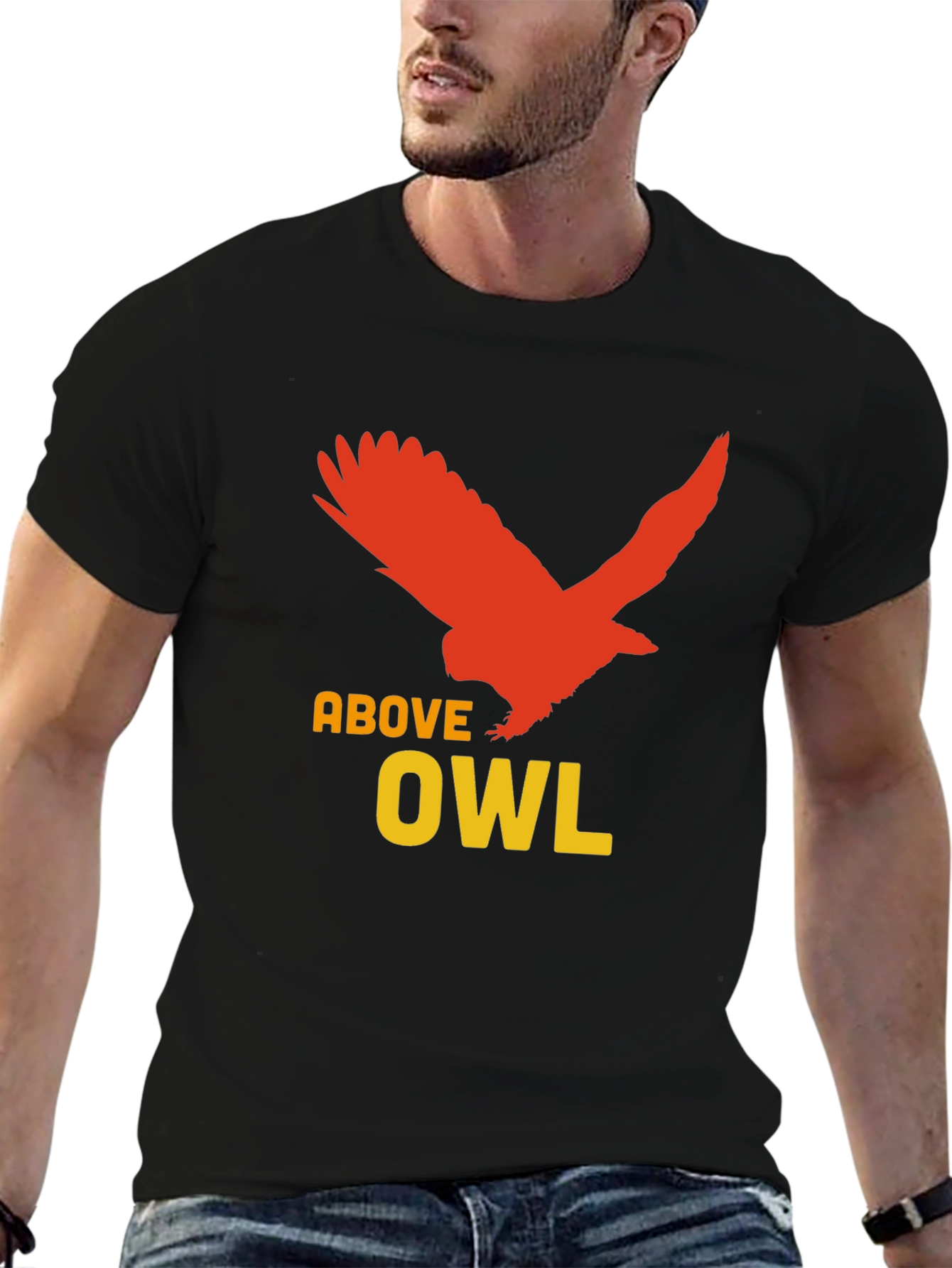 Above Owl Graphic Tee - Unique Bird Design