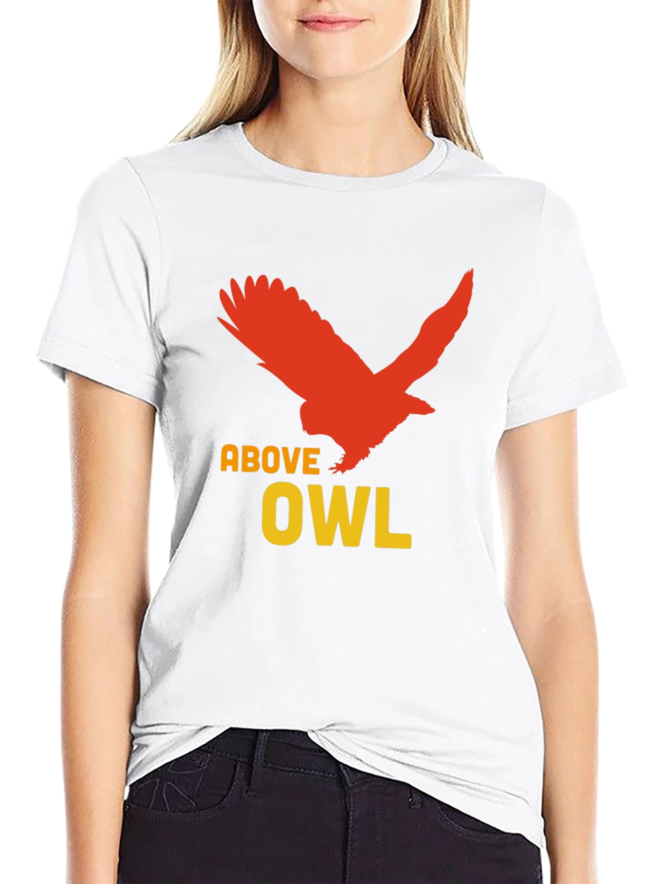 Above Owl Graphic Tee - Unique Bird Design