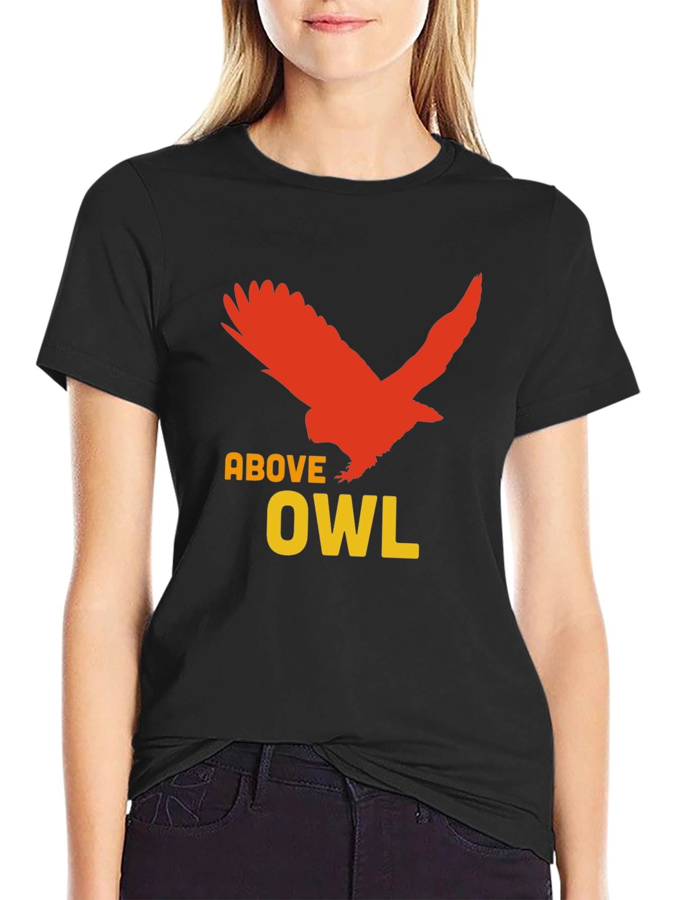 Above Owl Graphic Tee - Unique Bird Design