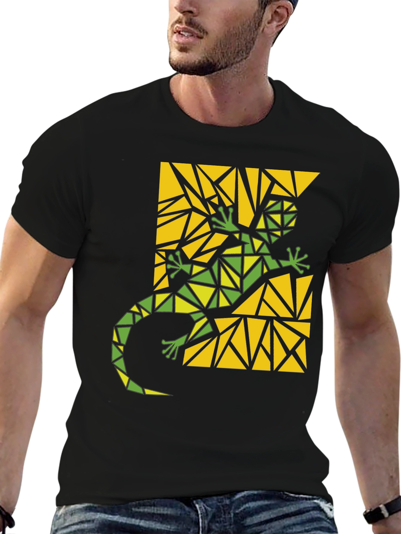 Geometric Lizard Graphic Tee - Modern Art T-Shirt