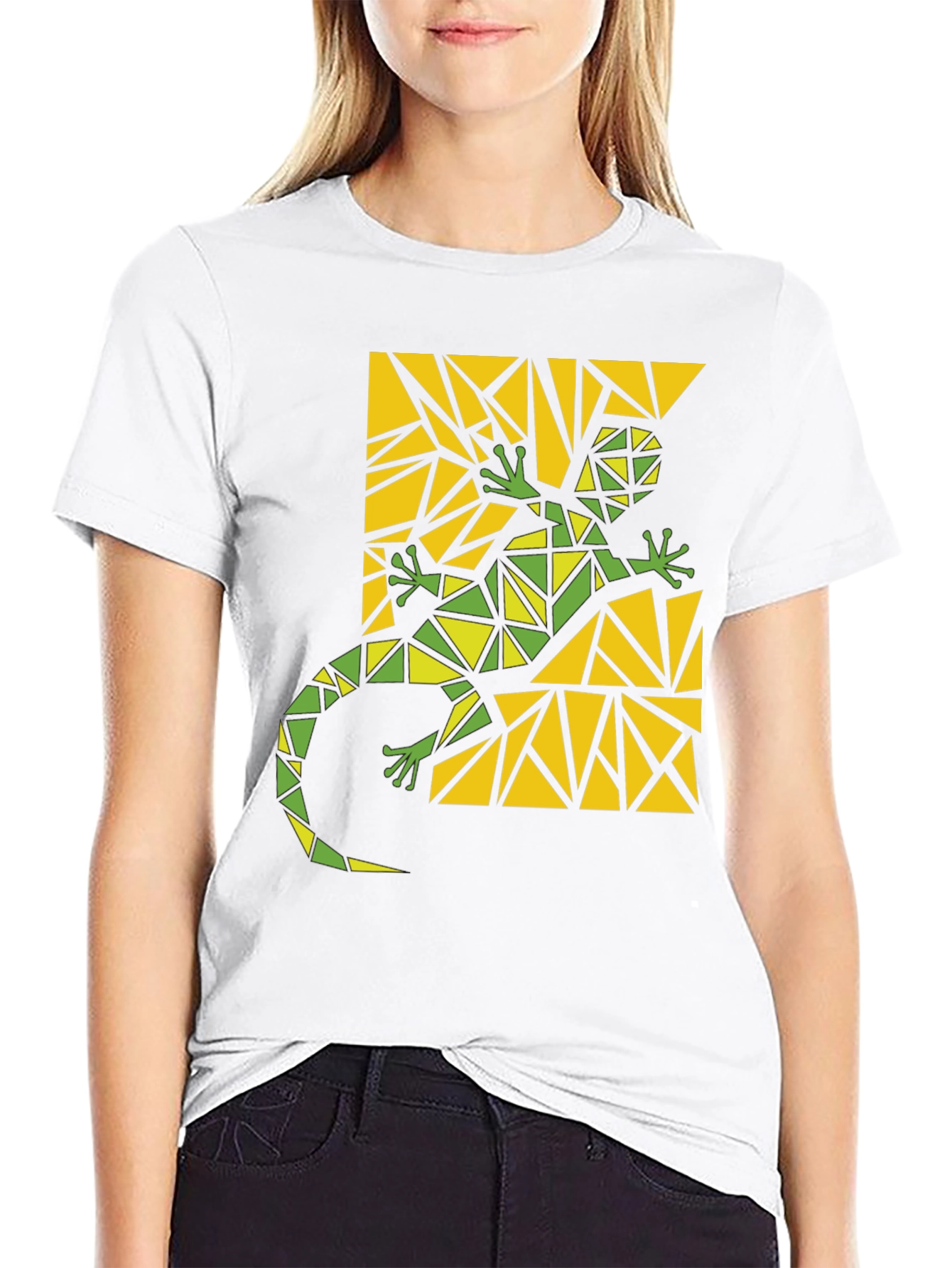Geometric Lizard Graphic Tee - Modern Art T-Shirt