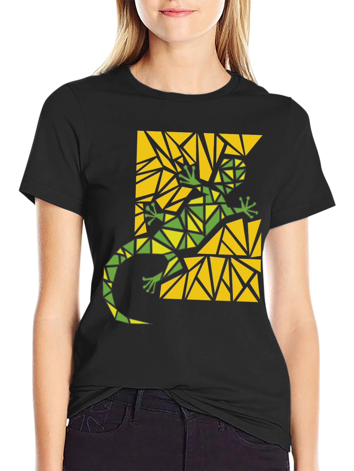 Geometric Lizard Graphic Tee - Modern Art T-Shirt