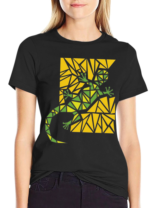 Geometric Lizard Graphic Tee - Modern Art T-Shirt