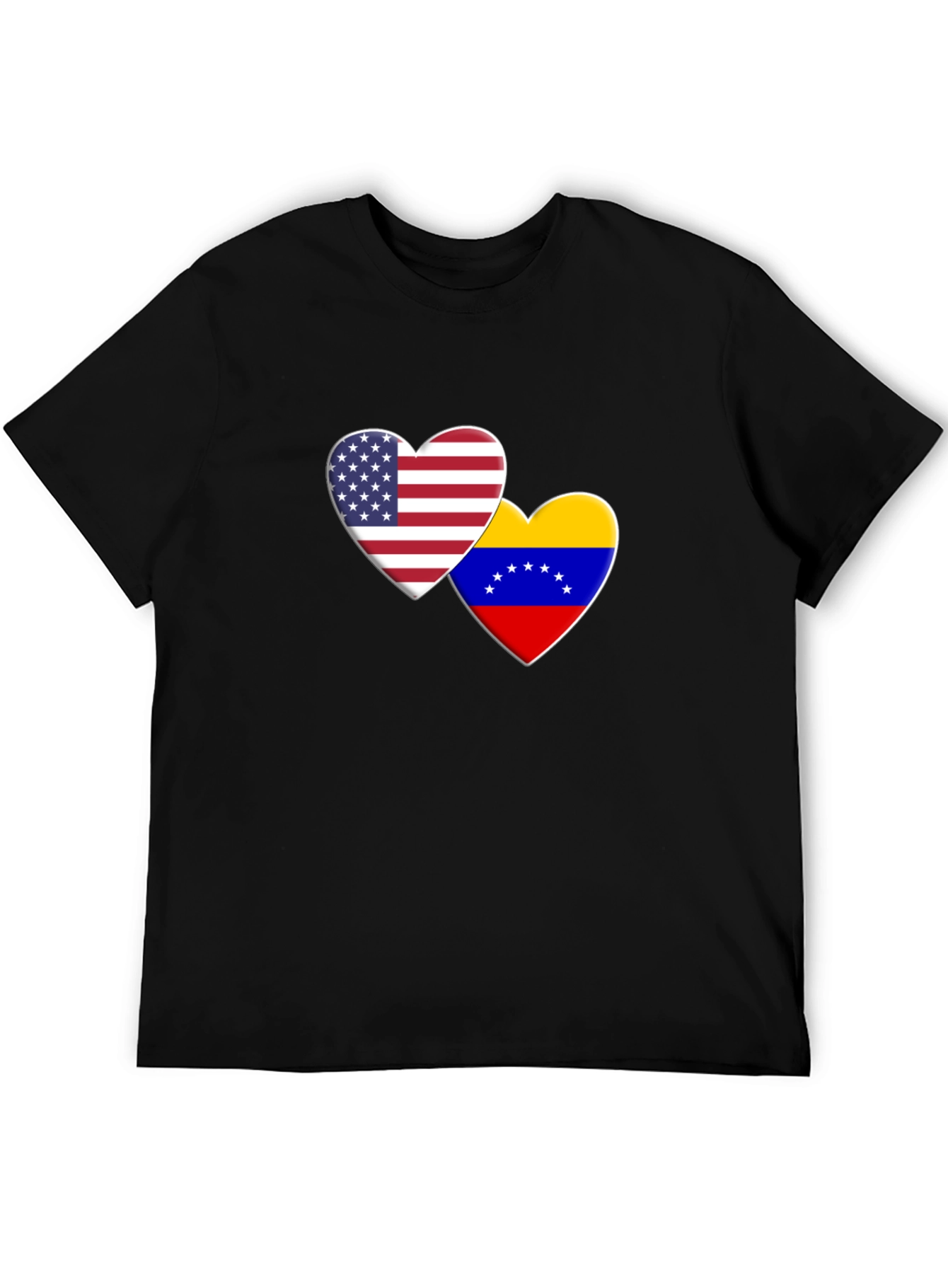 USA Venezuela Heart Flag Graphic T-Shirt