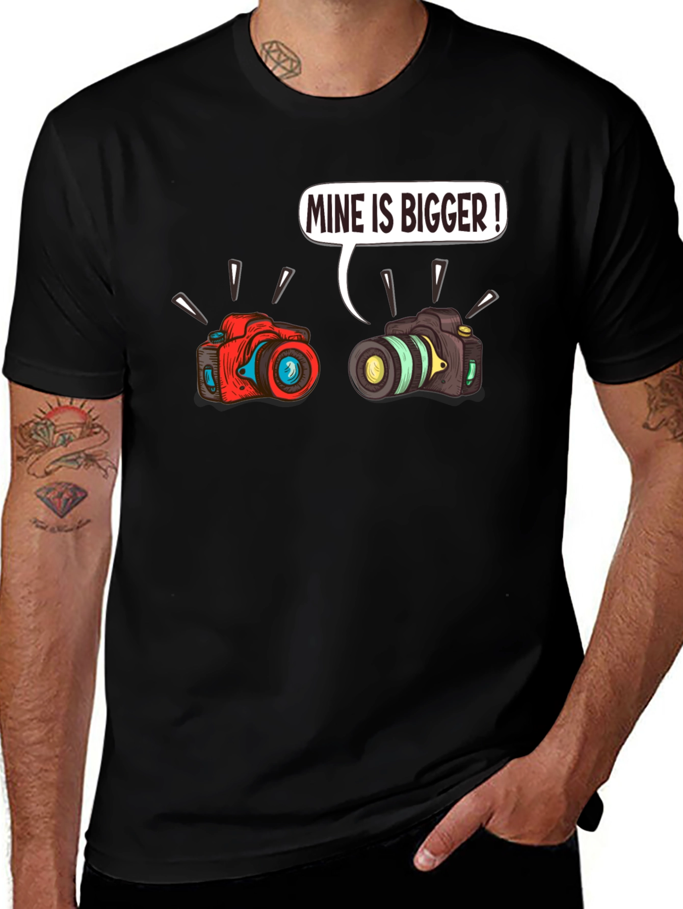 Mine is Bigger Camera T-Shirt Funny Photo Tee