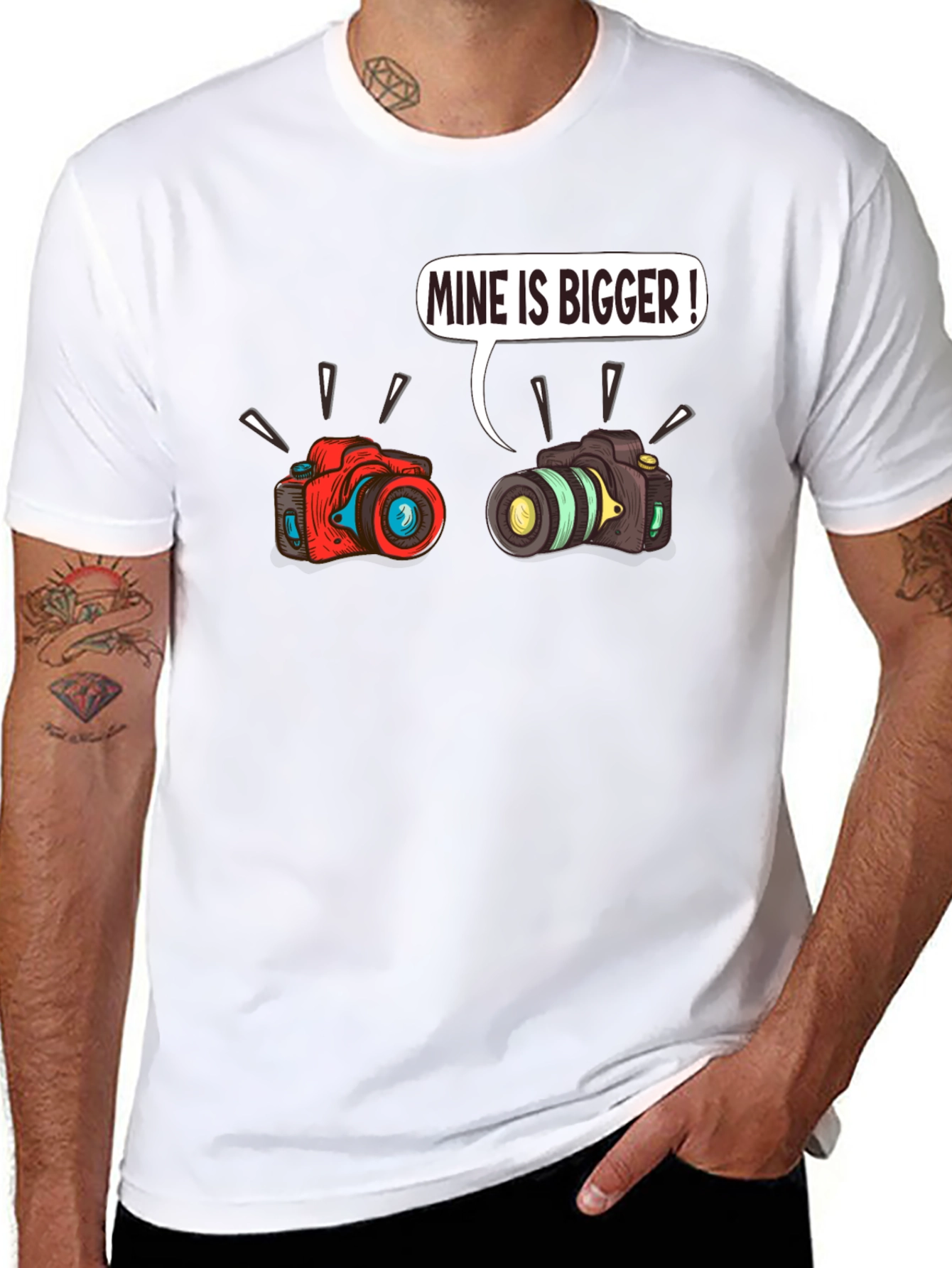 Mine is Bigger Camera T-Shirt Funny Photo Tee