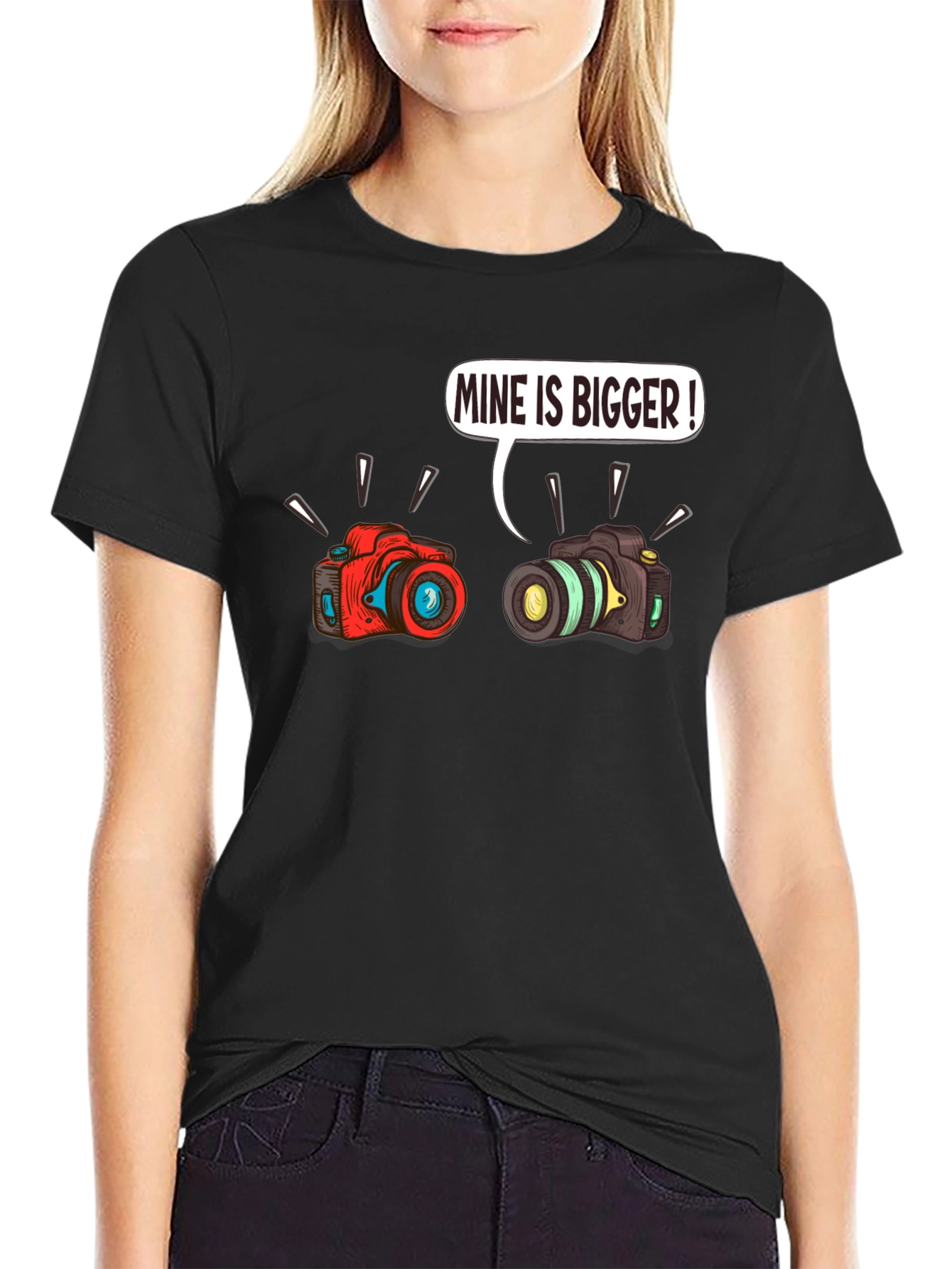 Mine is Bigger Camera T-Shirt Funny Photo Tee