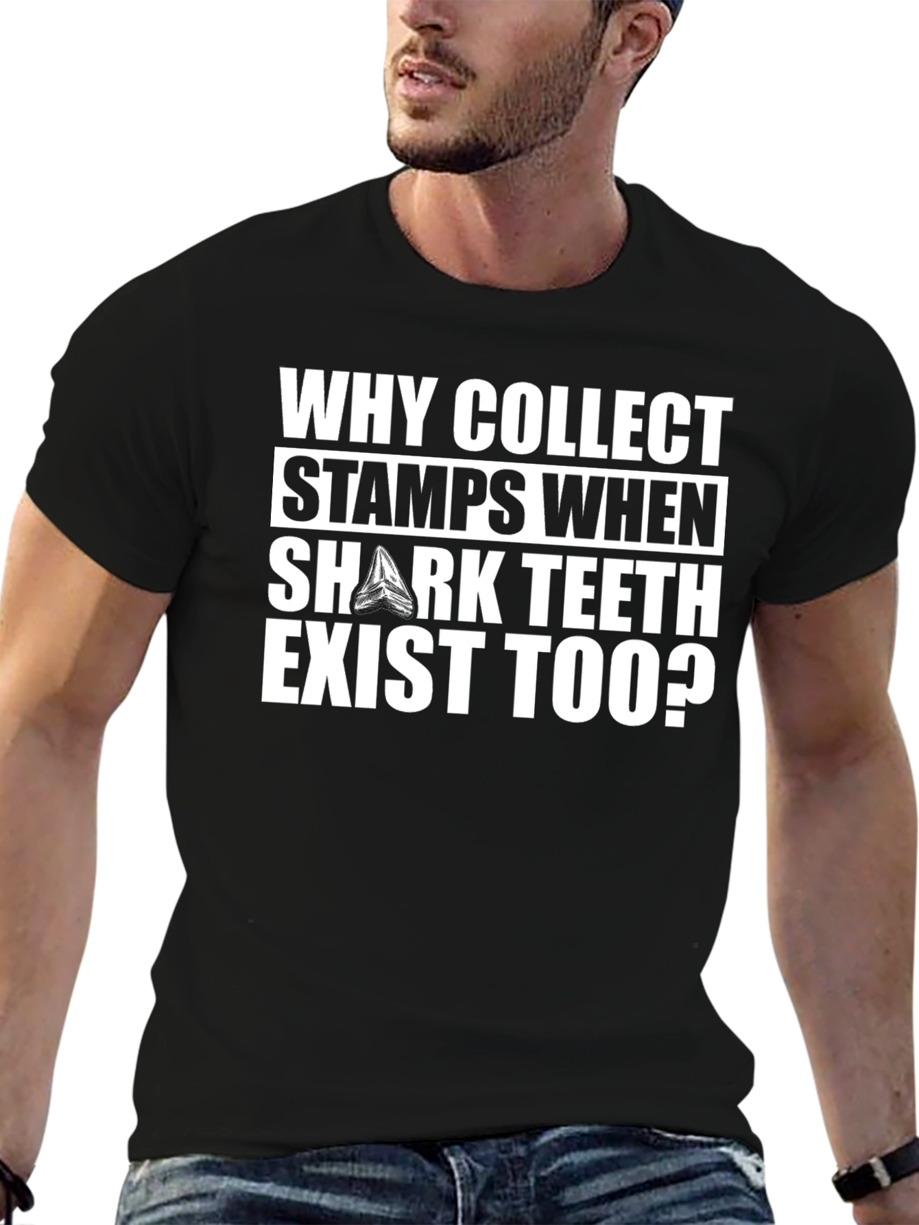 Why Collect Stamps? Shark Teeth Graphic Tee