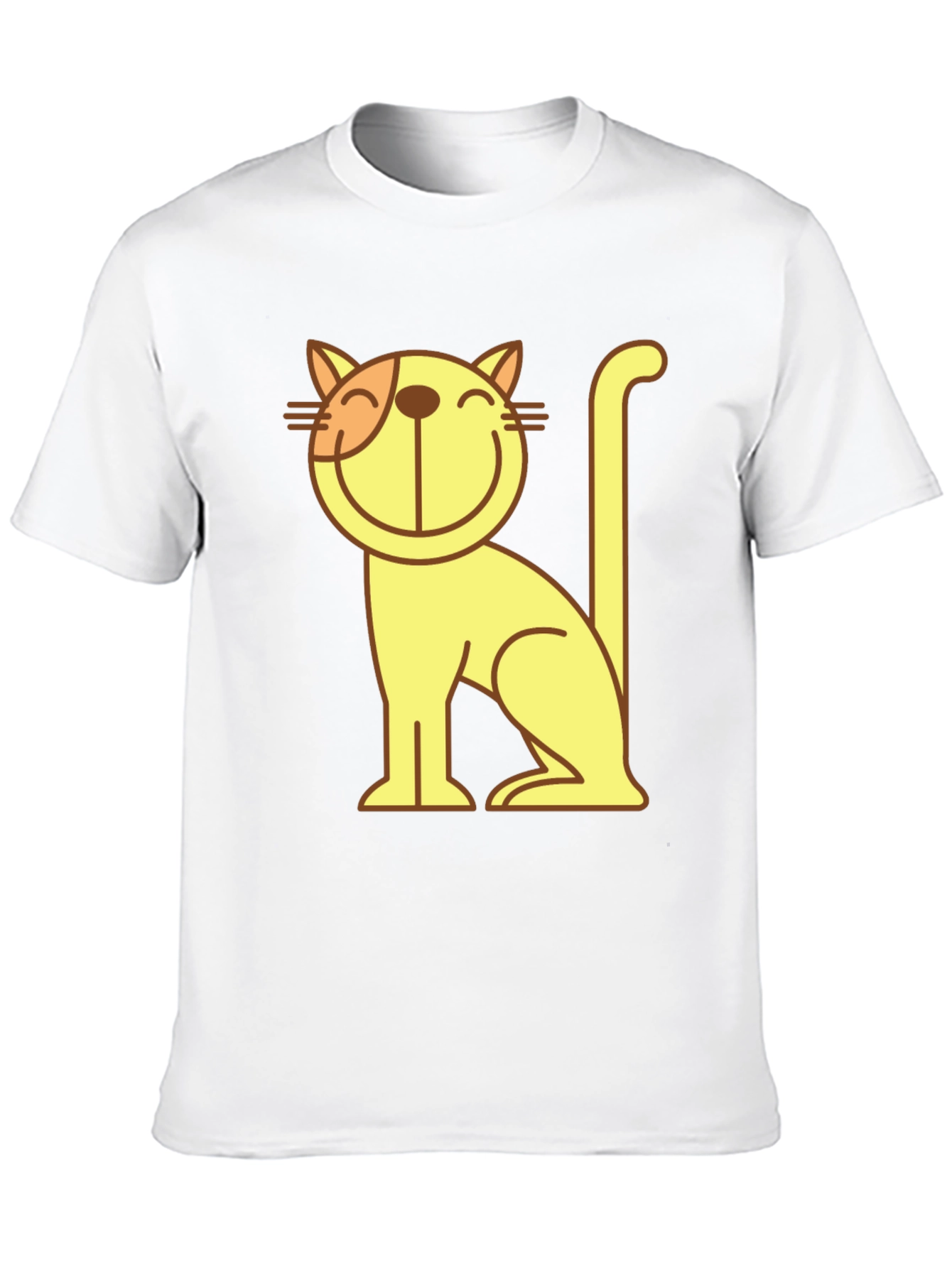 Smiling Cartoon Cat Graphic T-Shirt