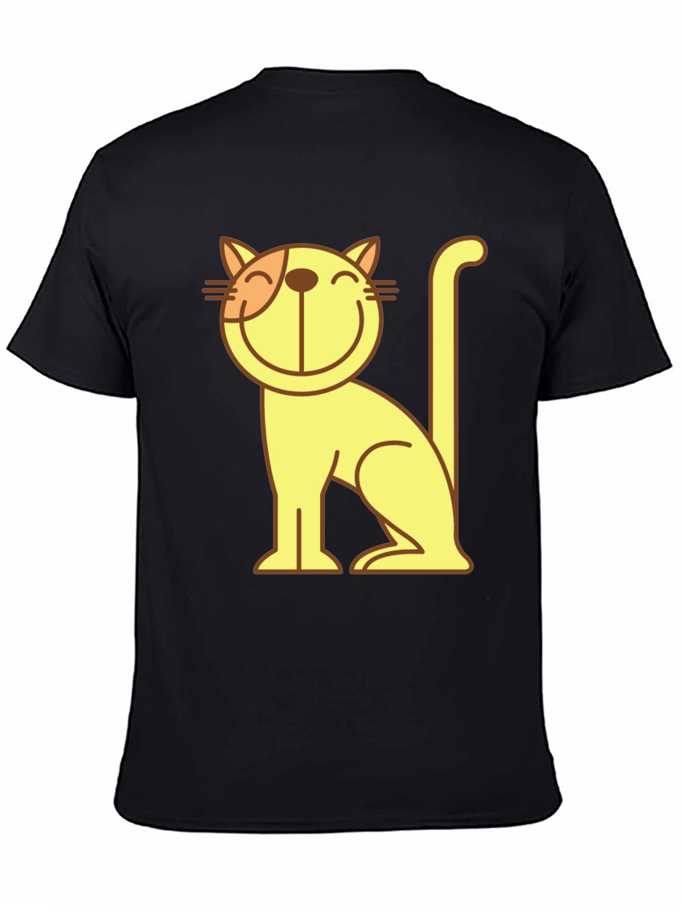 Smiling Cartoon Cat Graphic T-Shirt