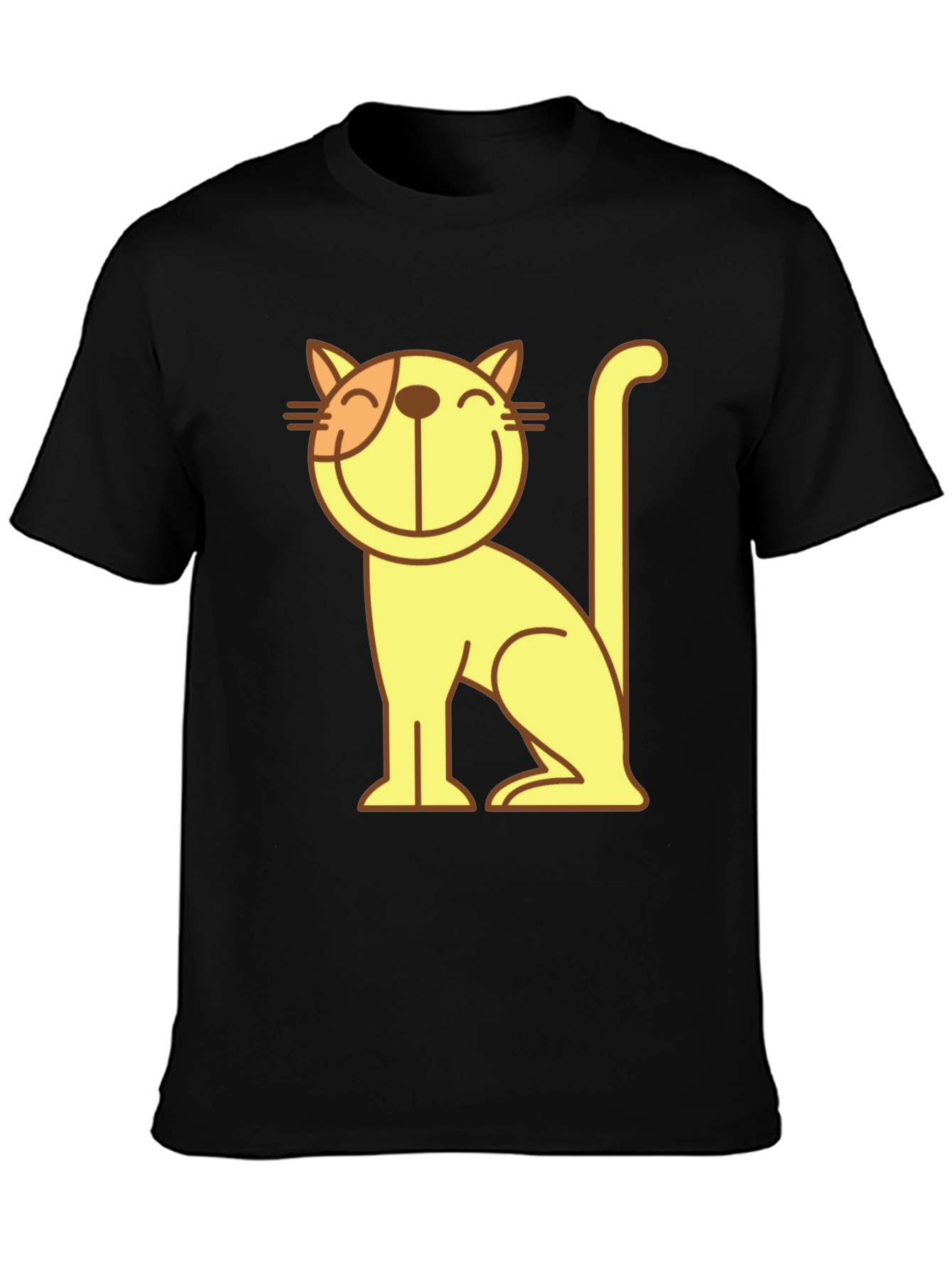 Smiling Cartoon Cat Graphic T-Shirt