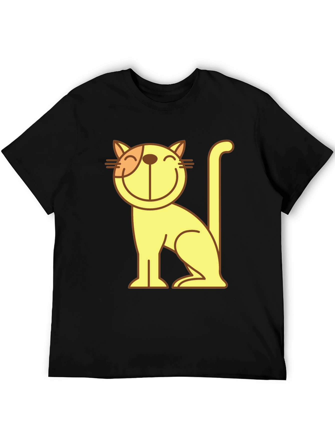 Smiling Cartoon Cat Graphic T-Shirt