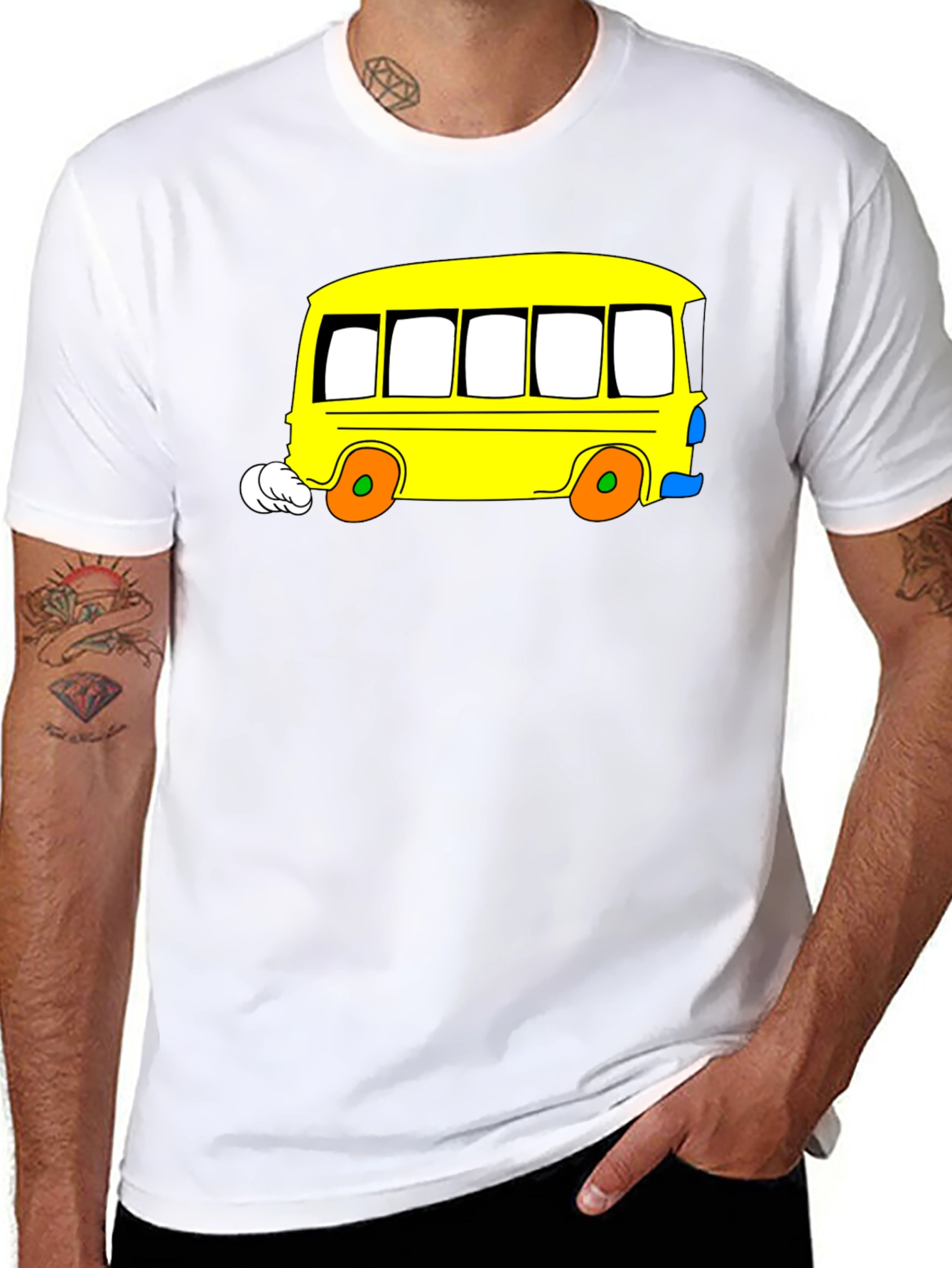 Cartoon Bus Graphic Tee - Black