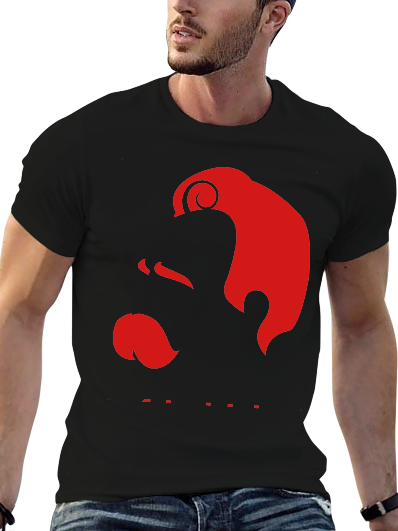 Red Silhouette Graphic Black T-Shirt