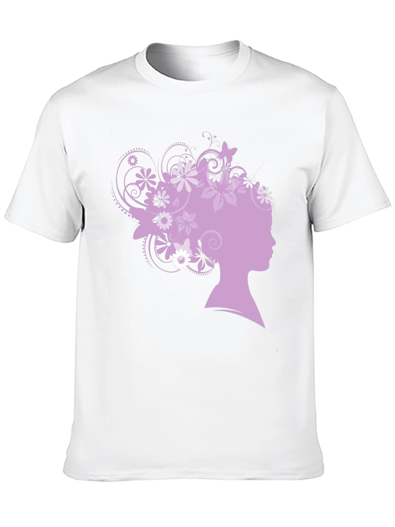 Floral Silhouette Graphic Tee - Black Cotton Blend