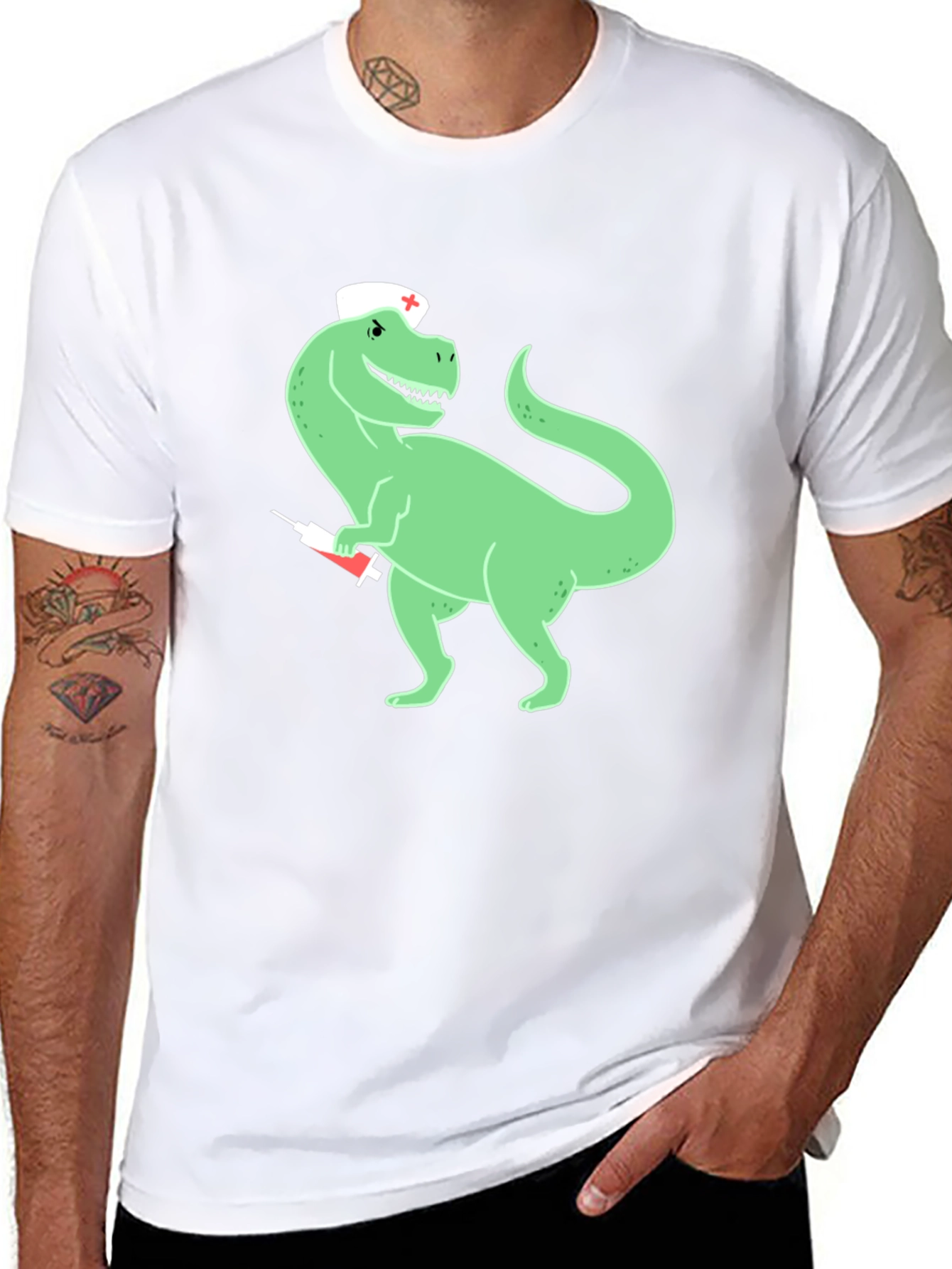 Dinosaur Nurse T-Shirt - Quirky Graphic Tee