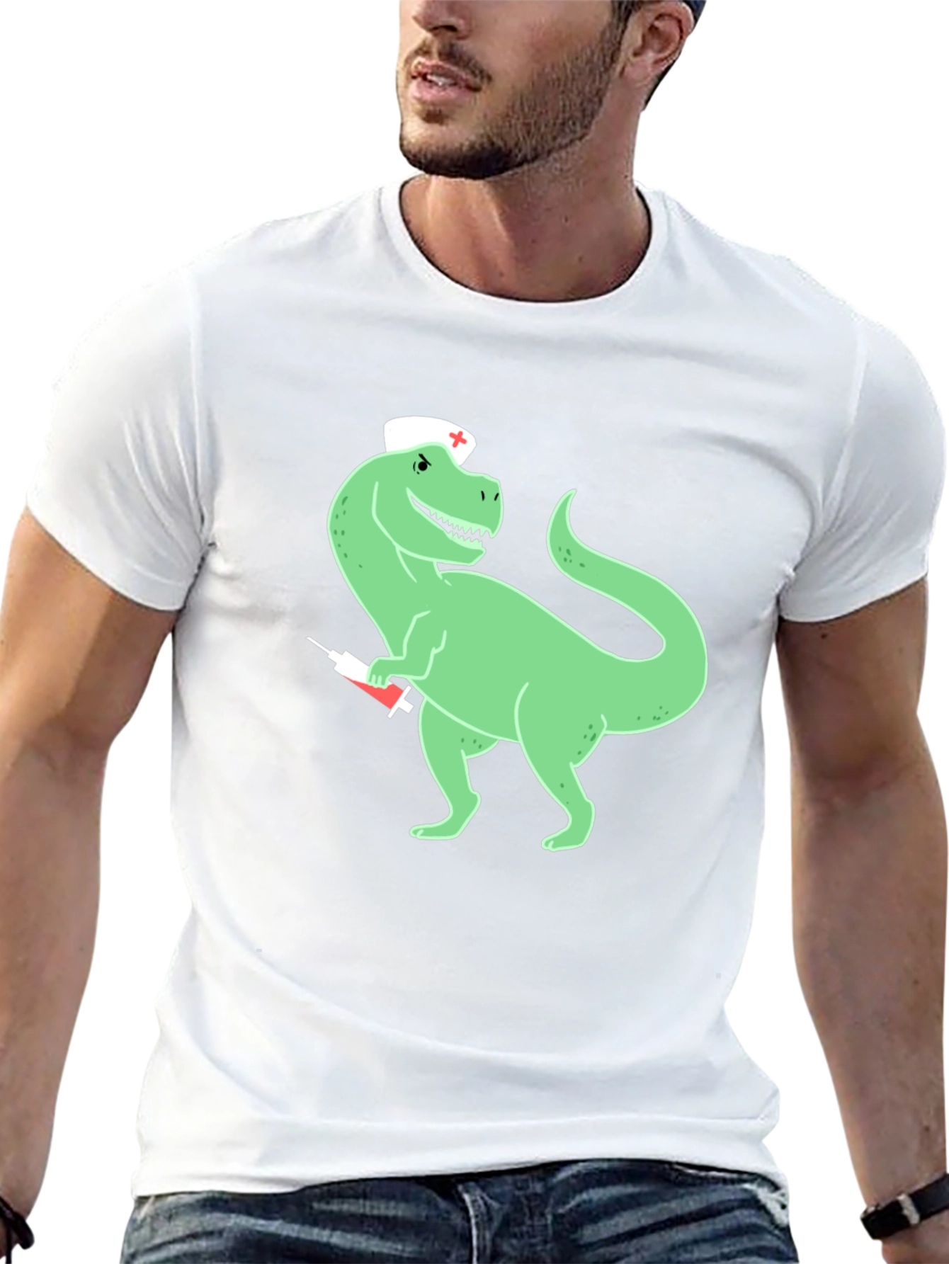 Dinosaur Nurse T-Shirt - Quirky Graphic Tee