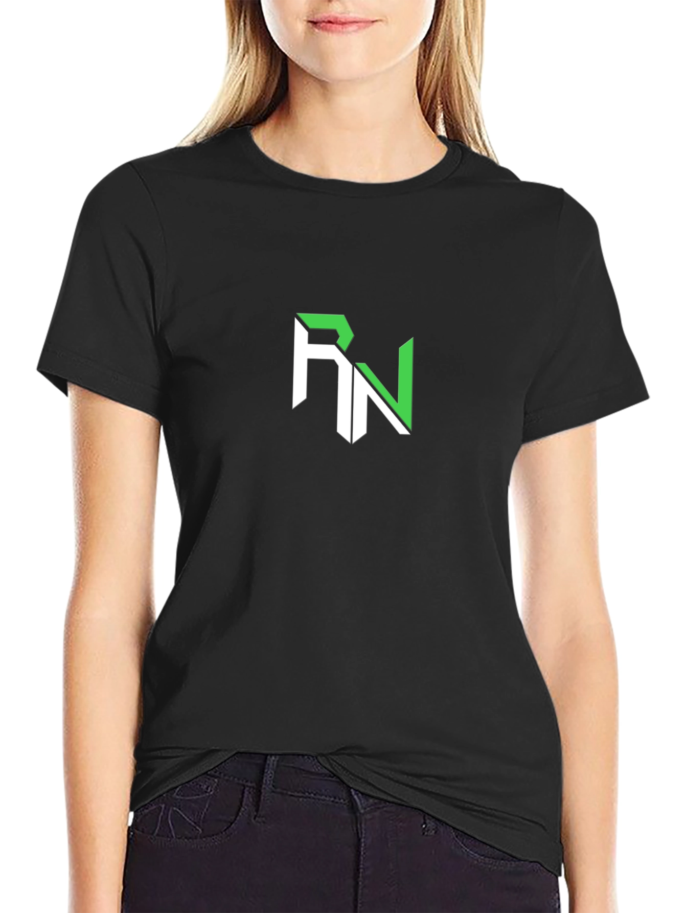 RN Logo Black T-Shirt - Modern Graphic Tee