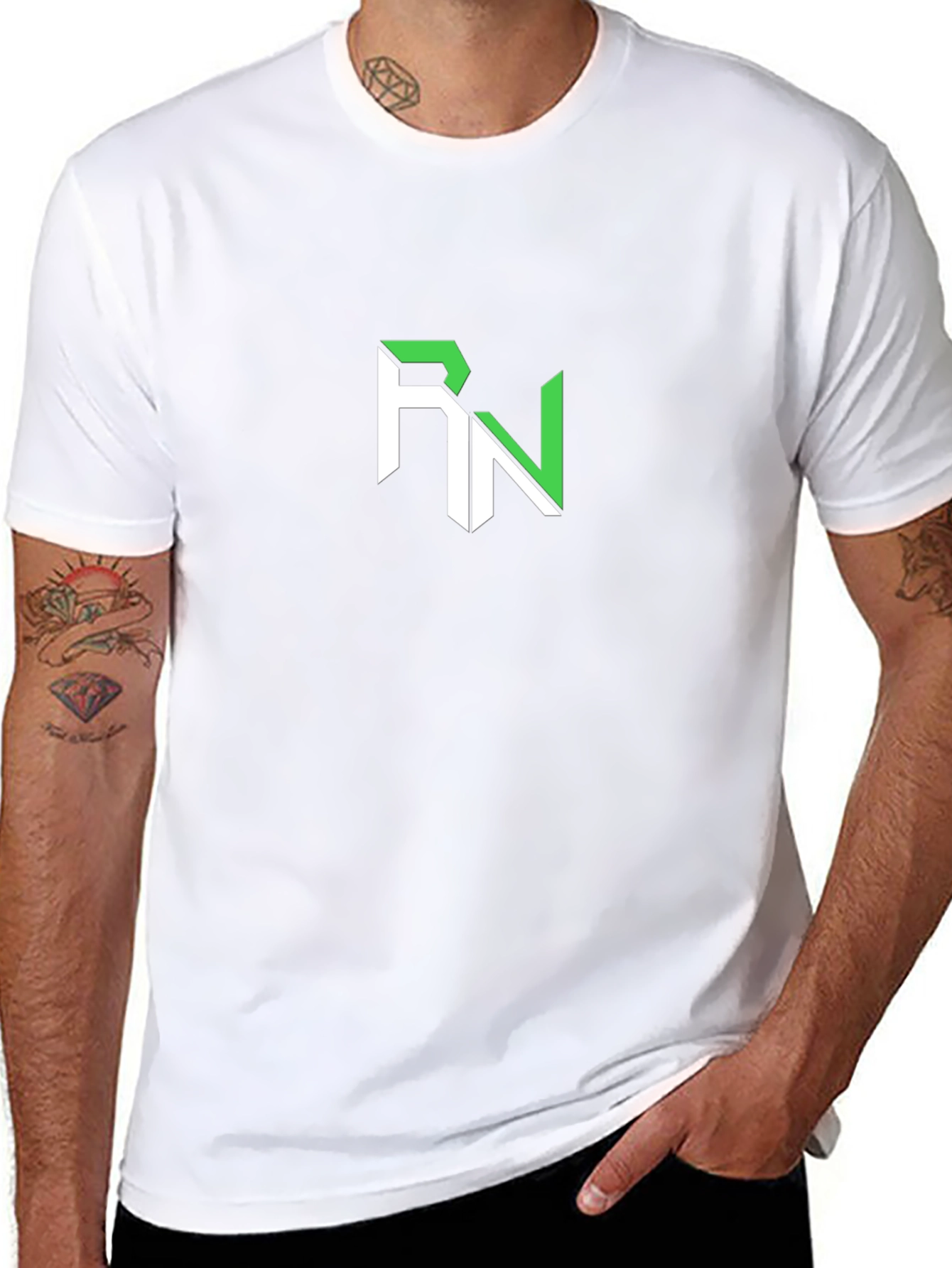 RN Logo Black T-Shirt - Modern Graphic Tee